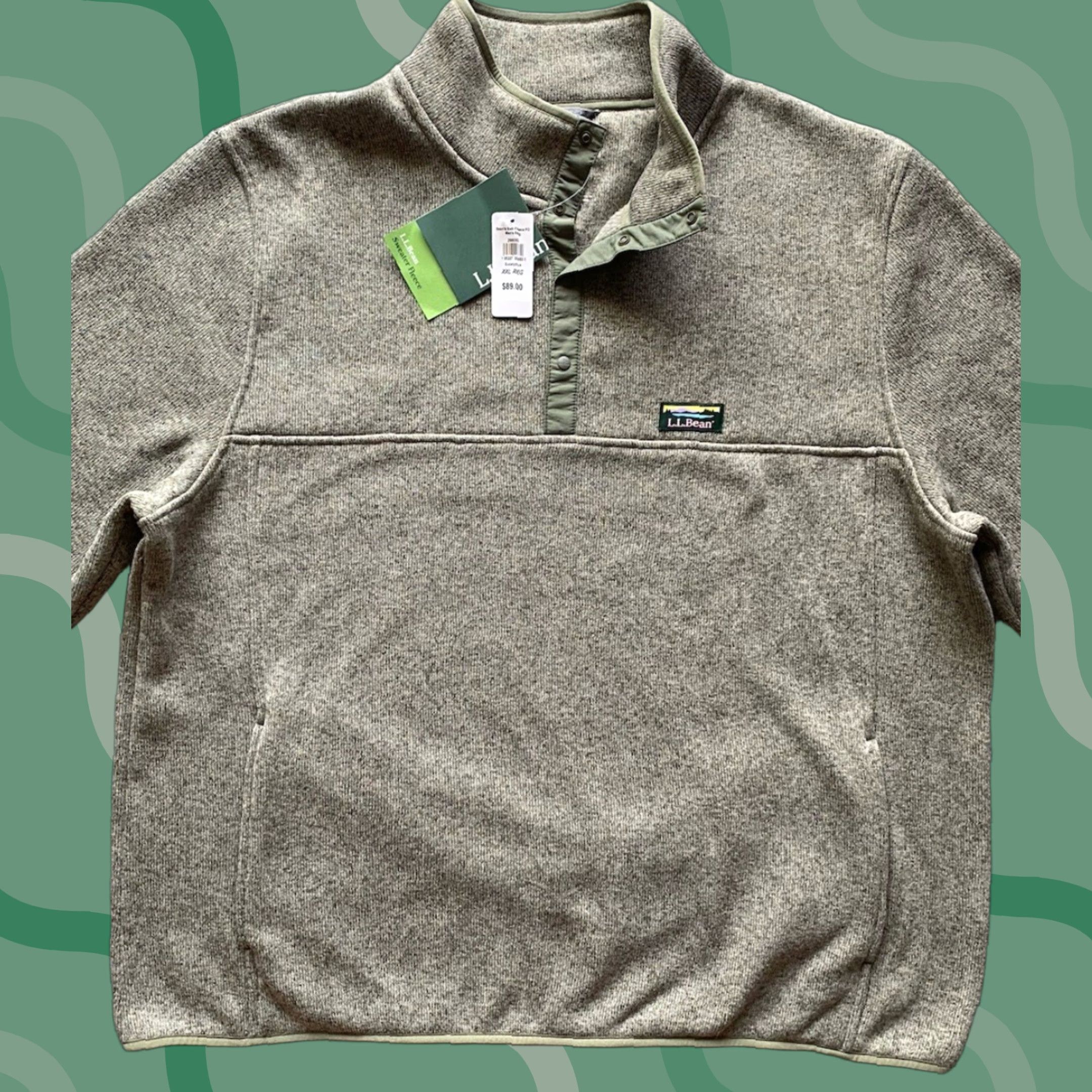 Vintage NWT LL Bean Men’s Fleece Sweater 2XL Eucalyptus Slightly Fitted Pullover Mens Sweater Size US XXL / EU 58 / 5 - 1 Thumbnail