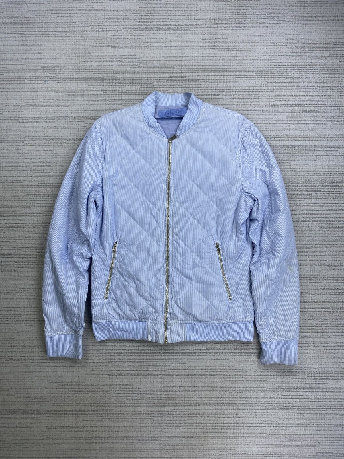 Japanese Brand × Vintage × Zara Vintage Zara Man Light Blue Nice Quilted Zipper Jacket Size US M / EU 48-50 / 2 - 1 Thumbnail