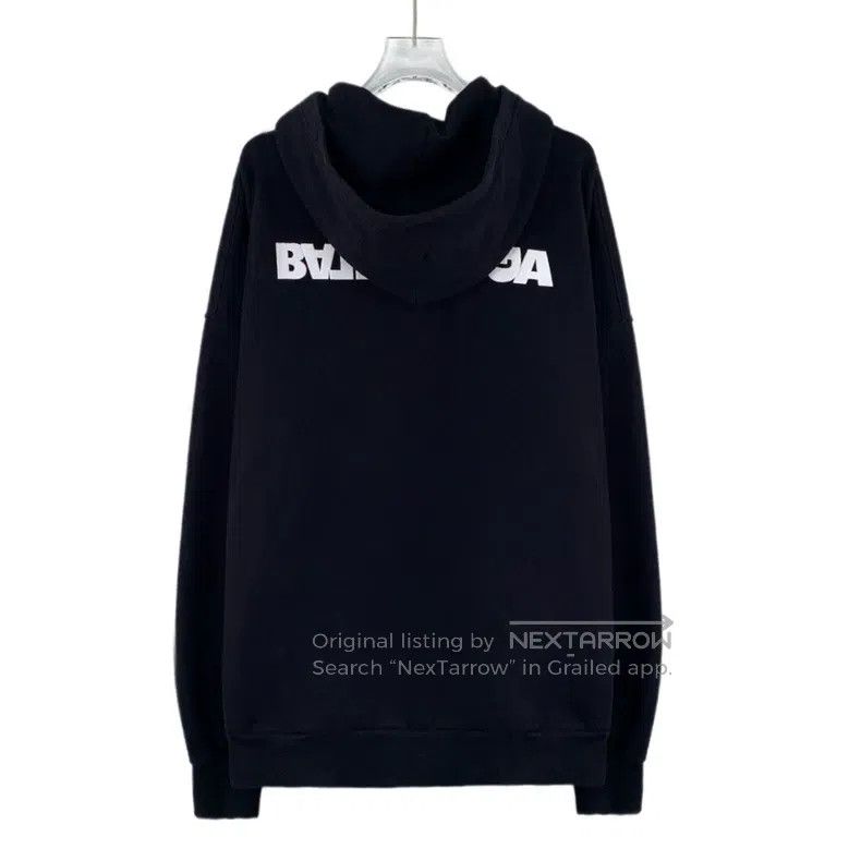 Balenciaga Balenciaga Black logo embroidered cotton hooded zipper lon Size US M / EU 48-50 / 2 - 2 Thumbnail
