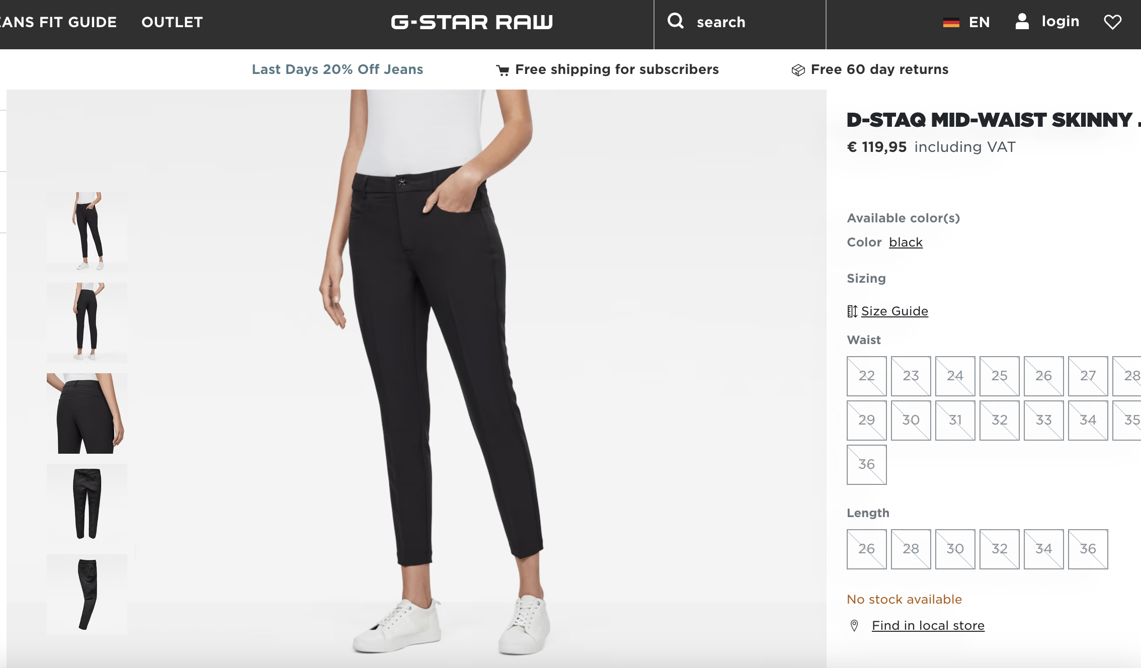 G-Star G-Star RAW D-Staq Mid-Waist Skinny Ankle Chino Black Size 27" / US 4 / IT 40 - 4 Thumbnail