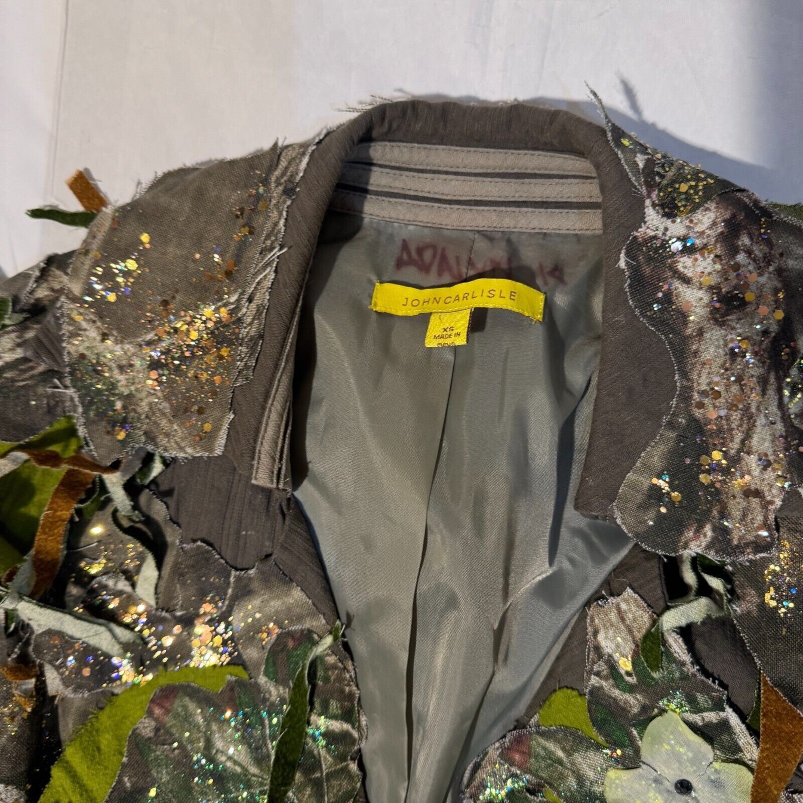 Other 1 of 1 Custom Camo Fairy Glitter Floral Belted Brown Jacket Size XS / US 0-2 / IT 36-38 - 2 Thumbnail