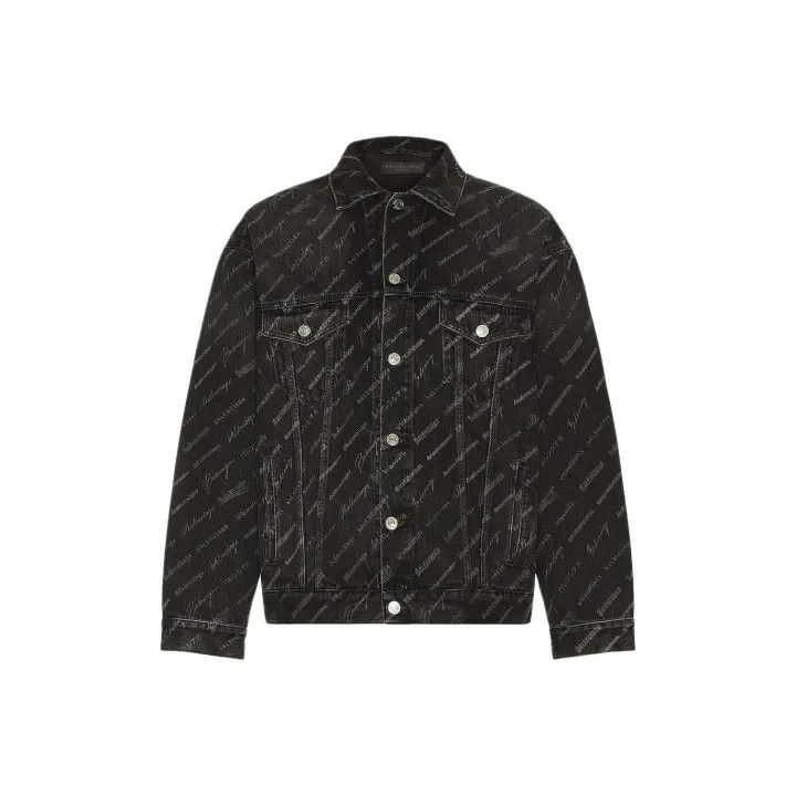 Balenciaga Balenciaga Black Logo Print Denim Jacket 0079 Size US S / EU 44-46 / 1 - 1 Thumbnail
