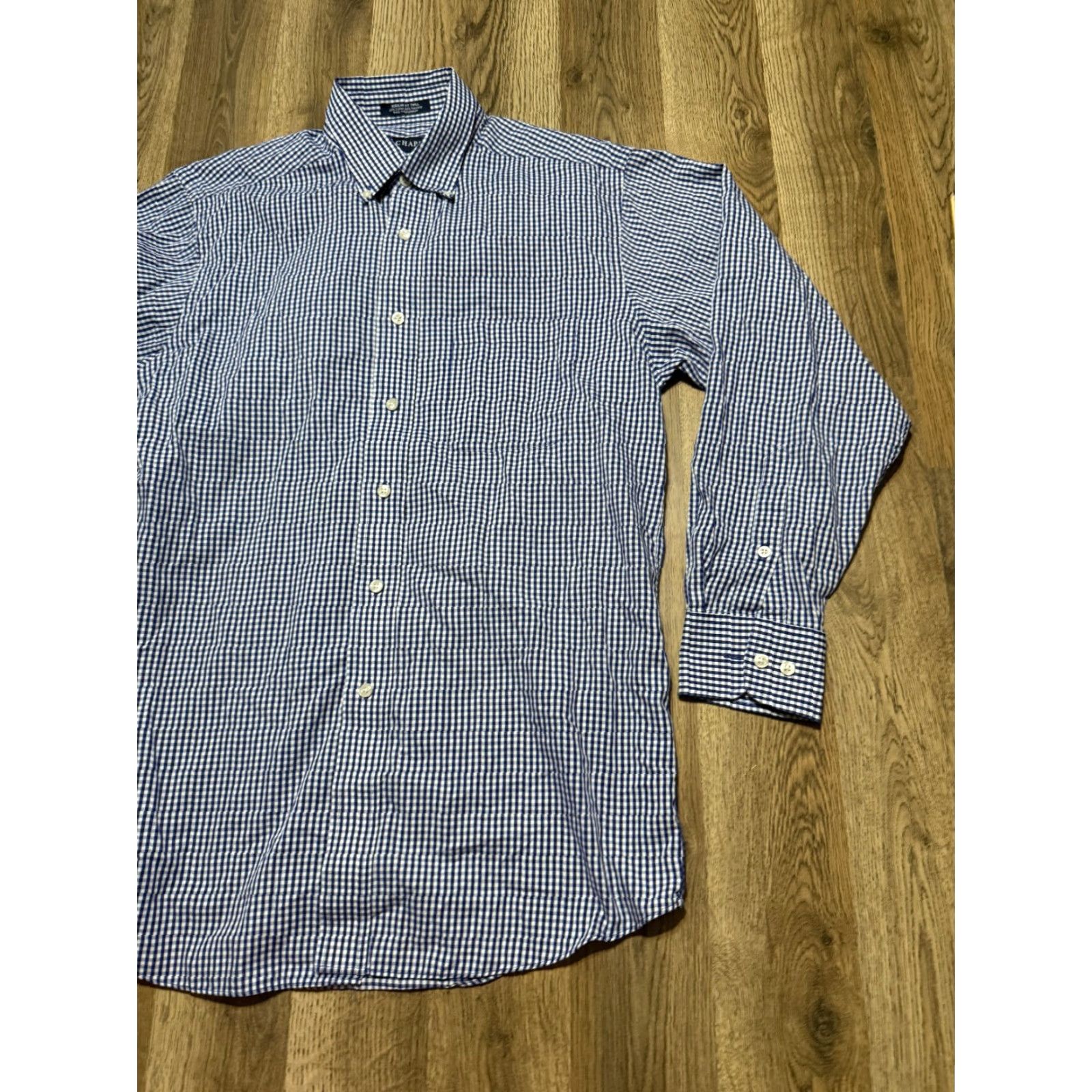 Chaps CHAPS Shirt Men's L Blue White Checkered Long Sleeve Button-Up Shirt Size US L / EU 52-54 / 3 - 3 Thumbnail