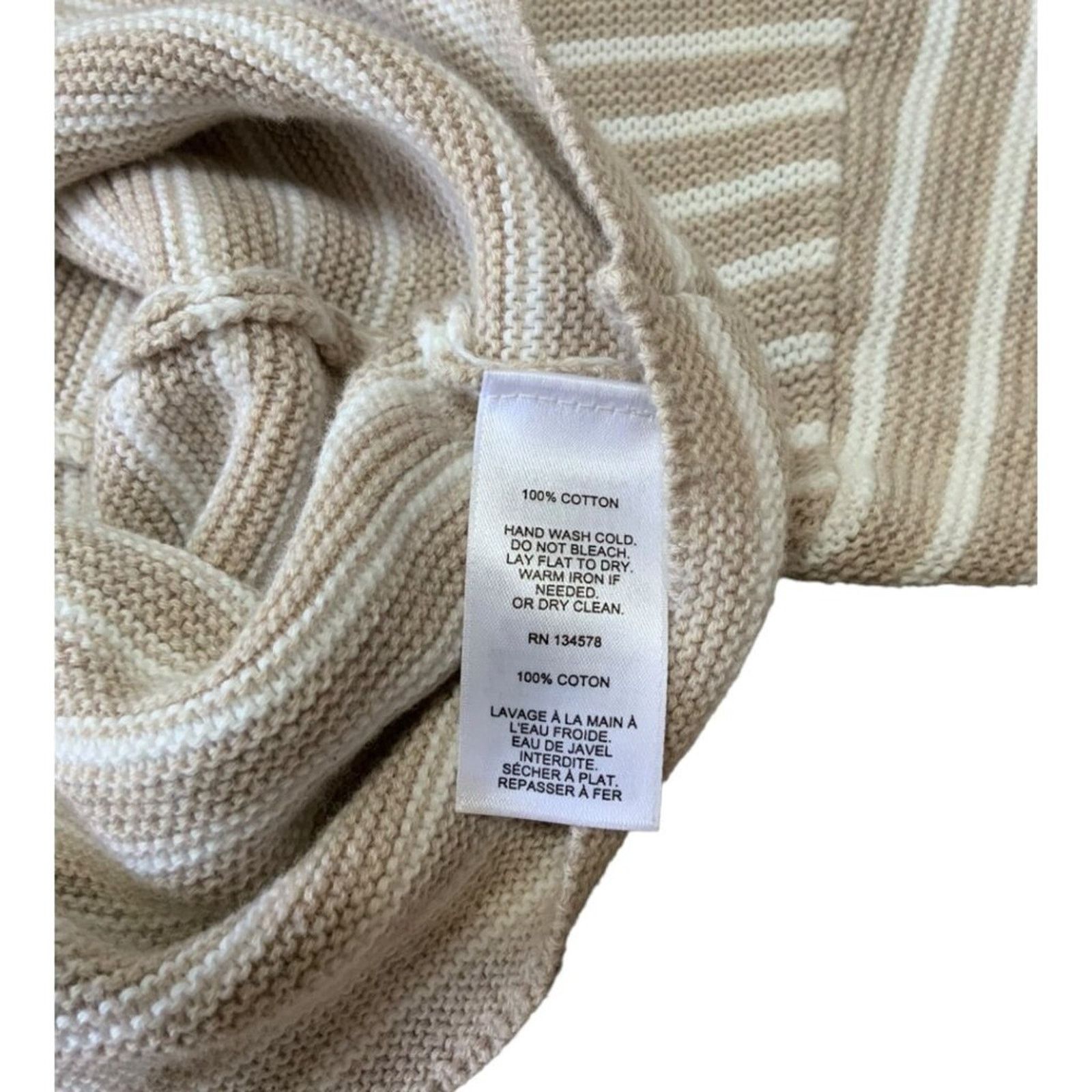 Vineyard Vines Vineyard Vines 100% Cotton Beige Striped Sweater Size XS Size XS / US 0-2 / IT 36-38 - 3 Thumbnail