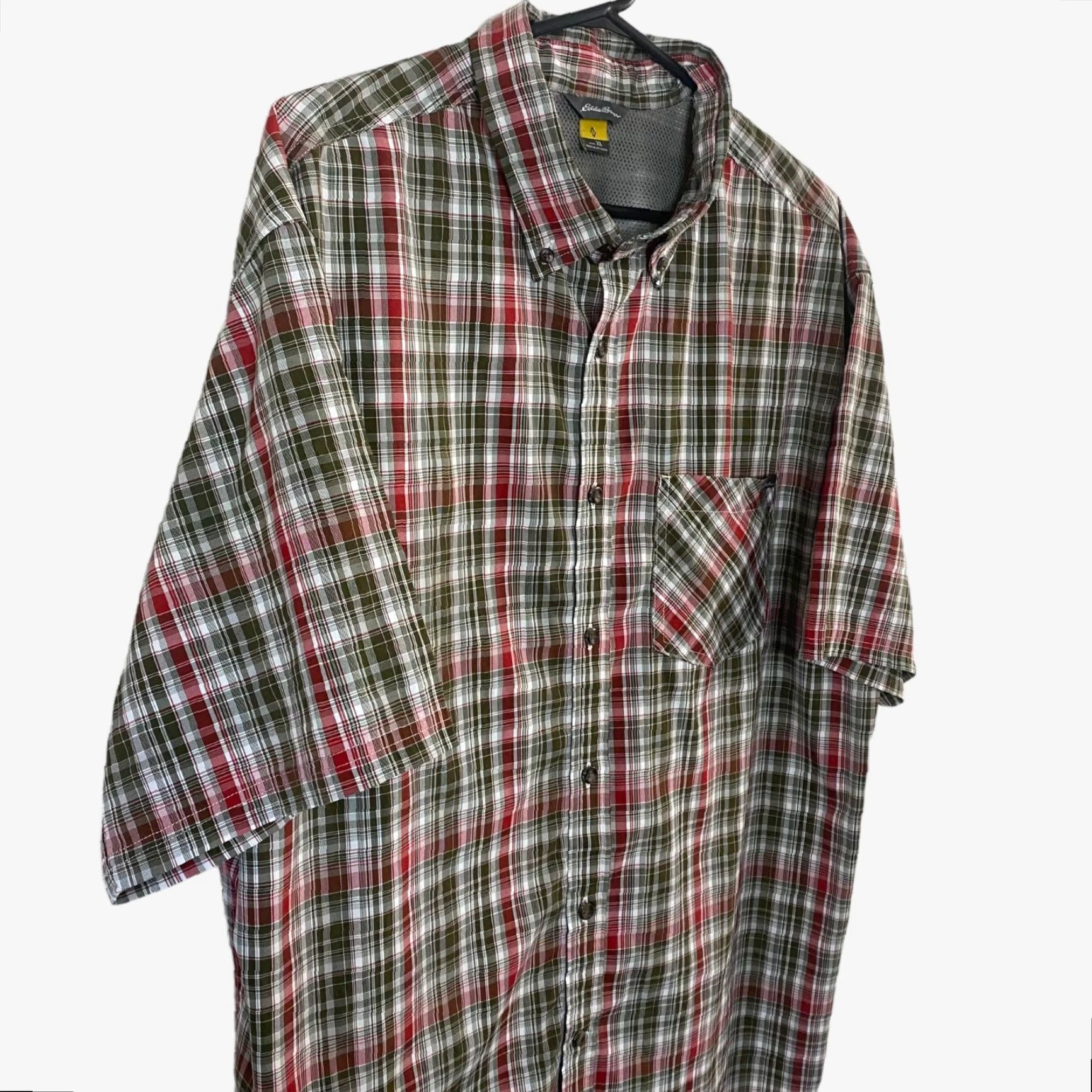 Eddie Bauer VINTAGE Eddie Bauer Travex Button Up Shirt Mens XL Red Plaid Short Sleeve Stretch Size US XL / EU 56 / 4 - 4 Thumbnail