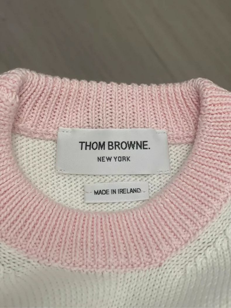 Other Thom Browne White and pink four stripe knit short sleeve Size M / US 6-8 / IT 42-44 - 5 Thumbnail