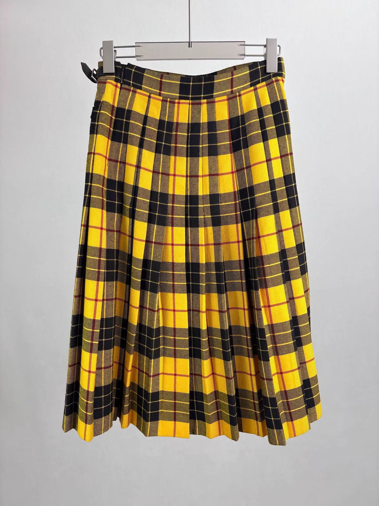 Gucci GUCCI Yellow Plaid Wool Midi Skirt K1 Size 27" / US 4 / IT 40 - 2 Thumbnail