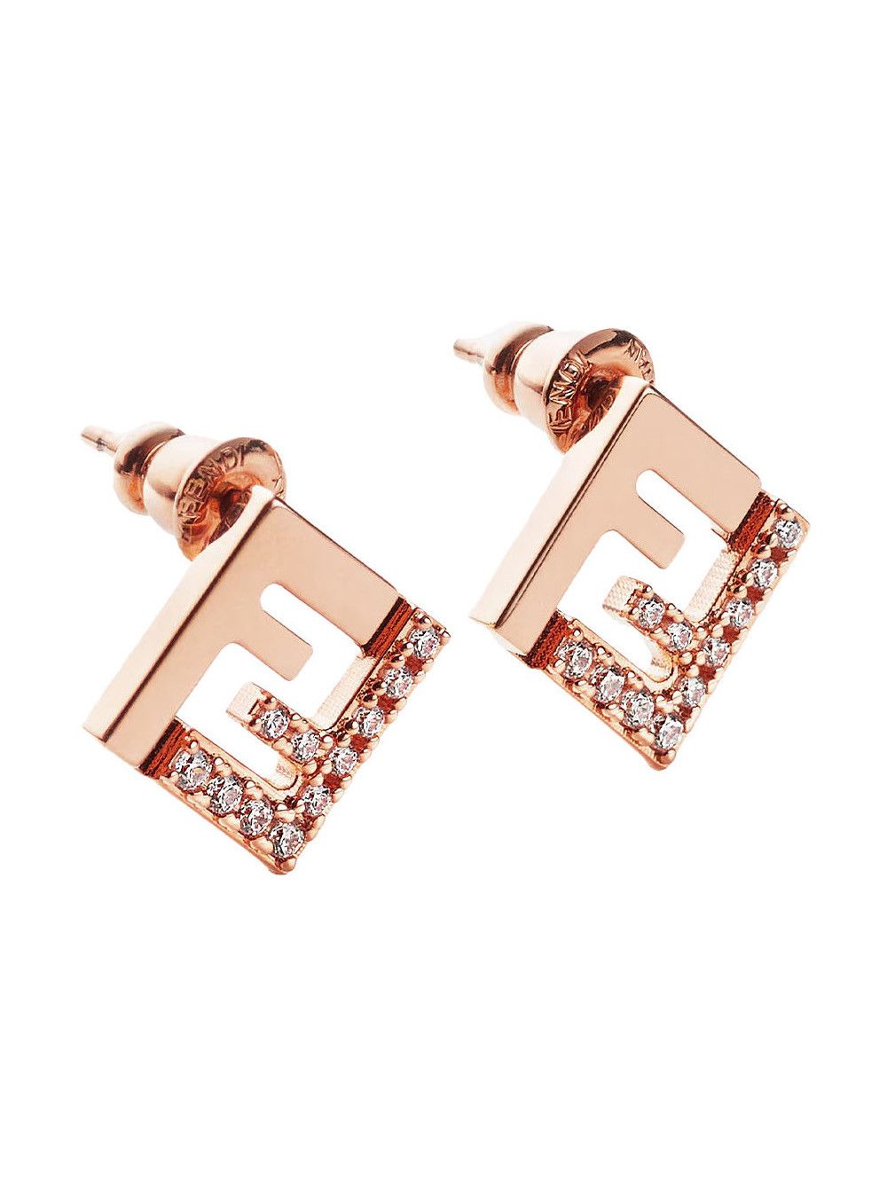 Fendi Pink Earrings with Crystal Decoration in Brass for Women Size ONE SIZE - 1 Thumbnail