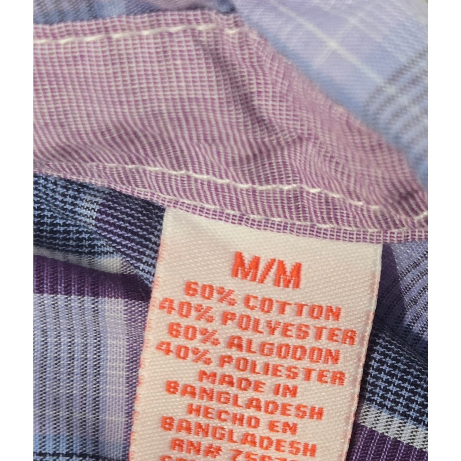 Other Michael Brand Purple Blue Plaid Roll Tab Button Shirt M Size US M / EU 48-50 / 2 - 5 Thumbnail