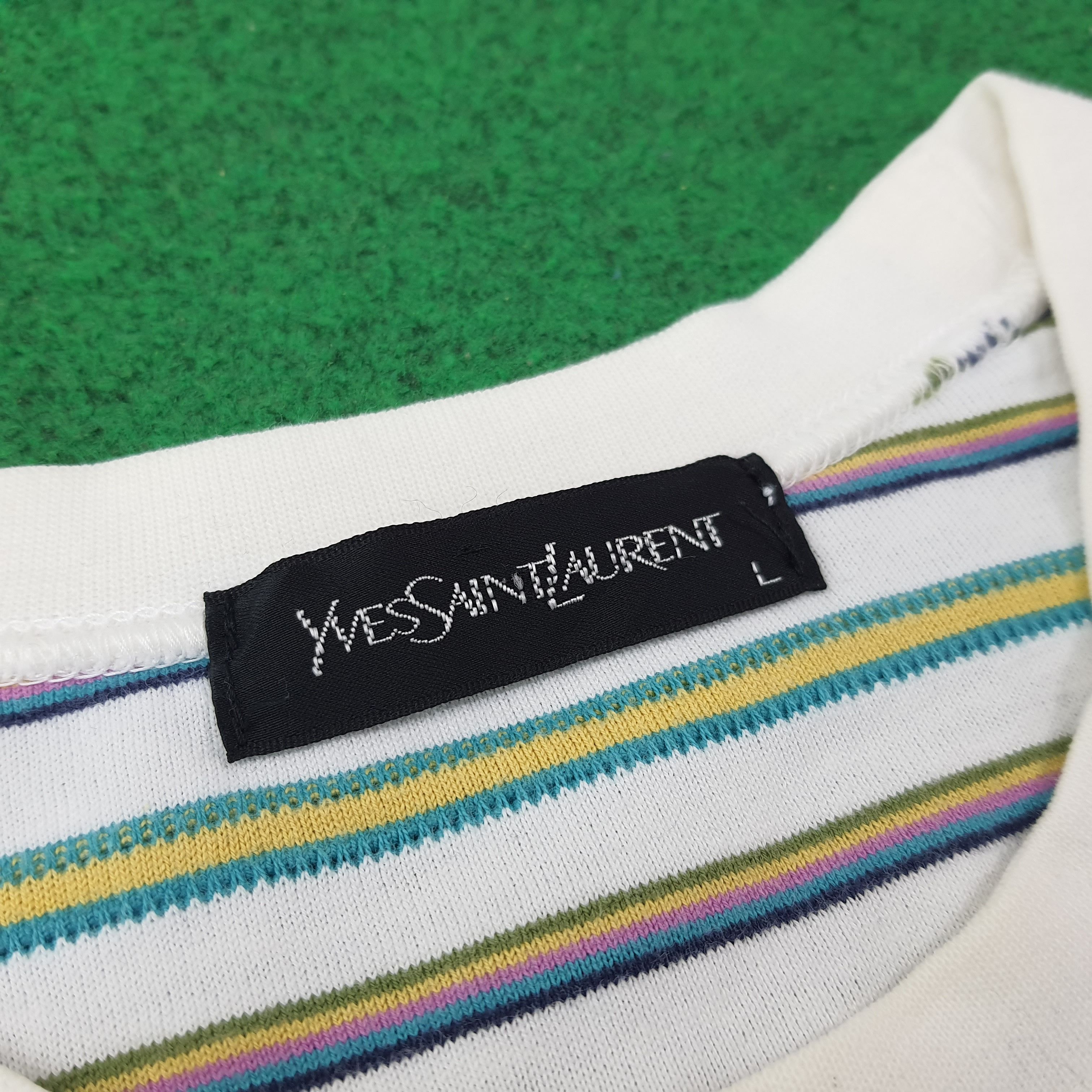 Vintage Yves Saint Laurent Striped Designer Tshirt C259N2