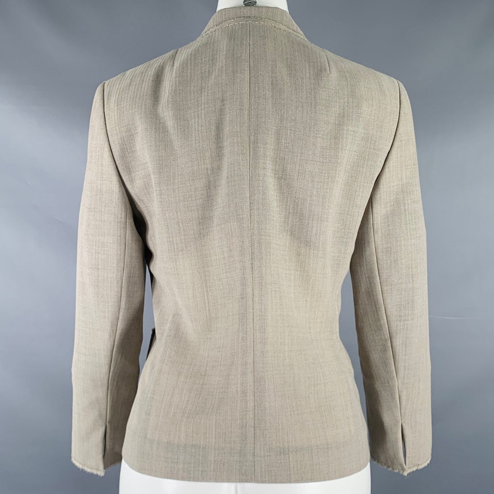 Akris AKRIS Size 8 Grey Taupe Viscose Herringbone Raw Edge Blazer Size M / US 6-8 / IT 42-44 - 4 Thumbnail
