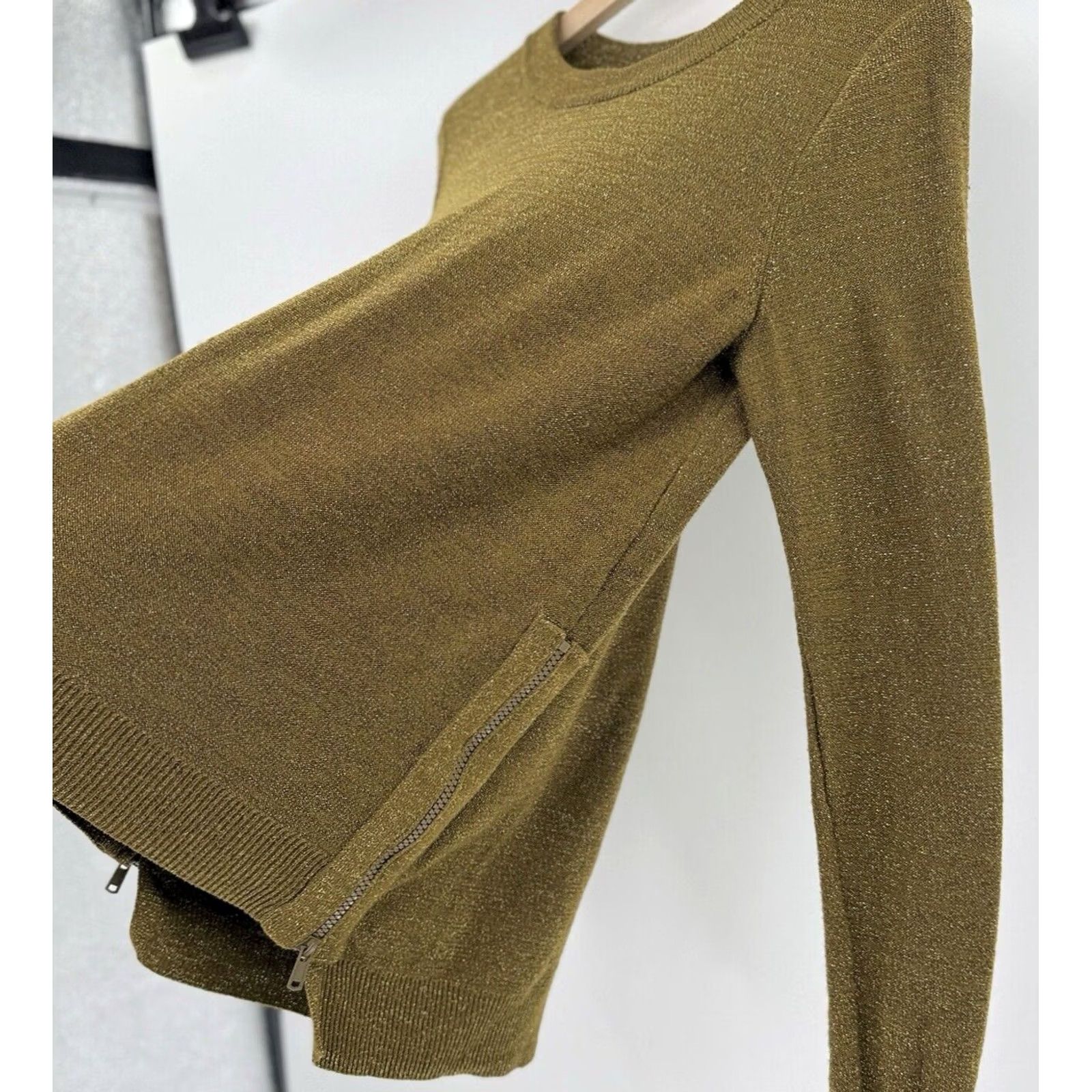 H&M H&M Conscious Greenish Gold Metallic Sweater Pullover Boho Side Zips Size Sz M Size M / US 6-8 / IT 42-44 - 5 Thumbnail