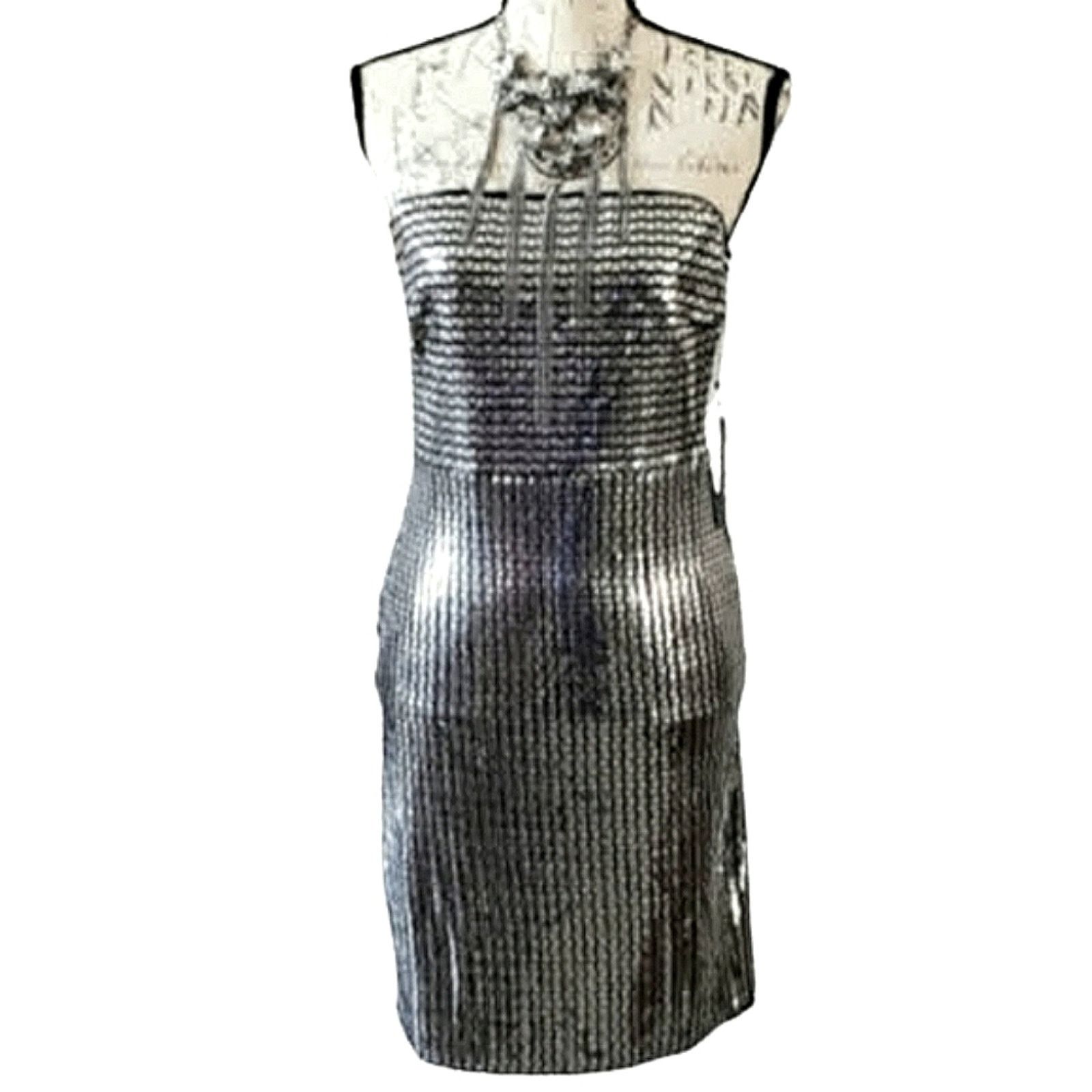 Other HAUTE MONDE ☆ SILVER ☆ METALLIC ☆ COCKTAIL DRESS ☆ Lg. ☆ NWT Size L / US 10 / IT 46 - 2 Thumbnail