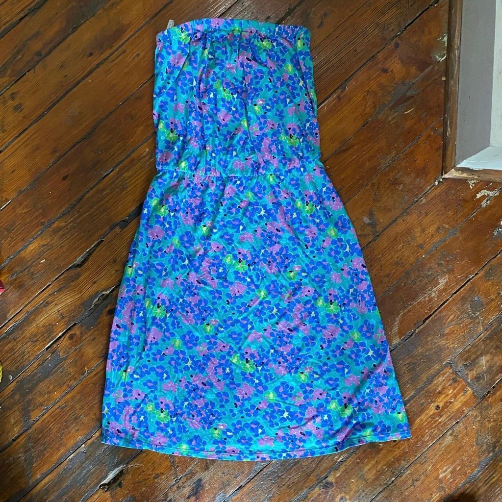 Lilly Pulitzer Lilly Pulitzer Strapless Short Dress, Blue Pink Green Floral Size XS / US 0-2 / IT 36-38 - 1 Thumbnail