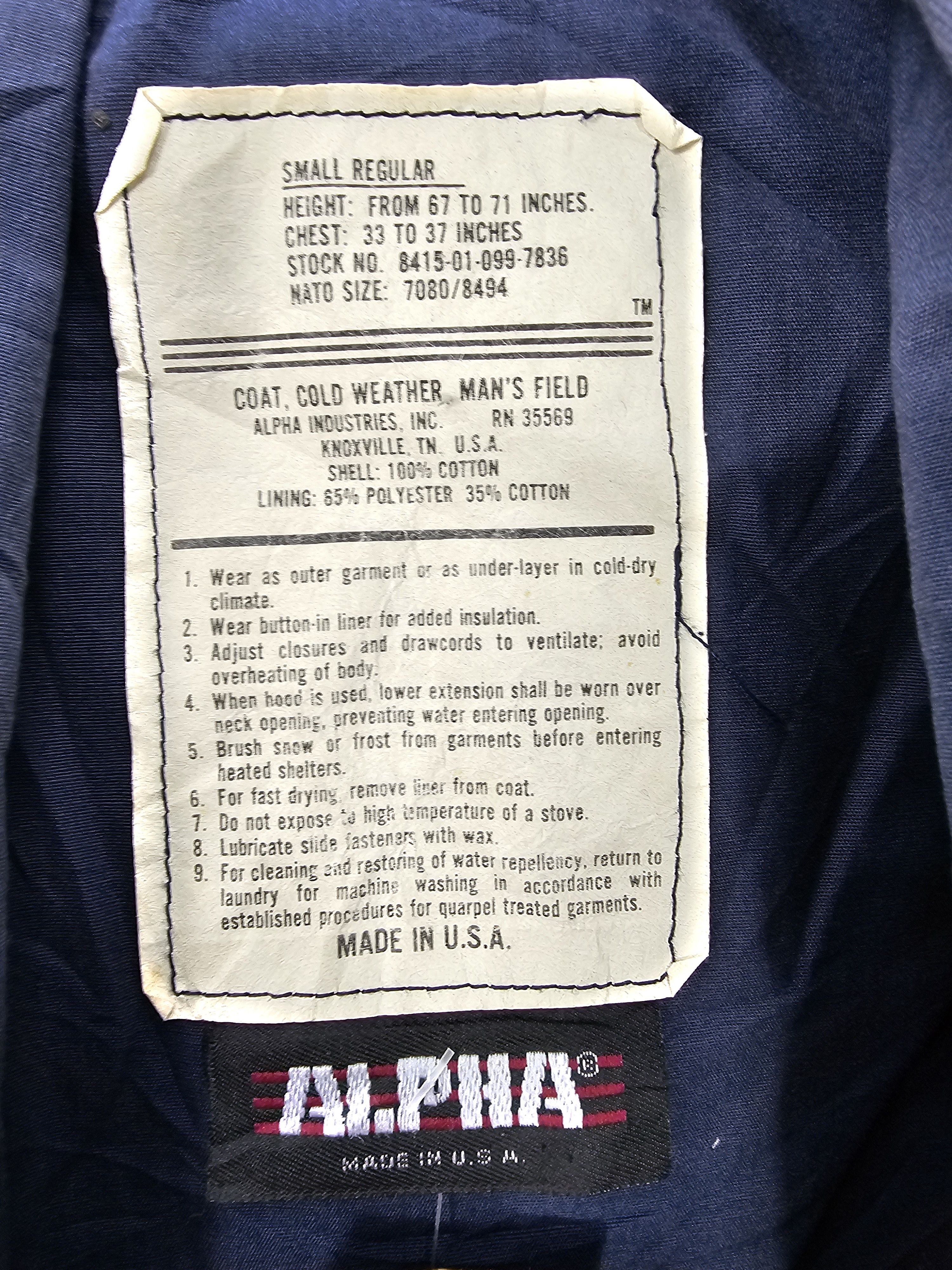 Alpha Industries Vtg ALPHA INDUSTRIES Made In USA Military Parka J0111 Size US S / EU 44-46 / 1 - 15 Thumbnail