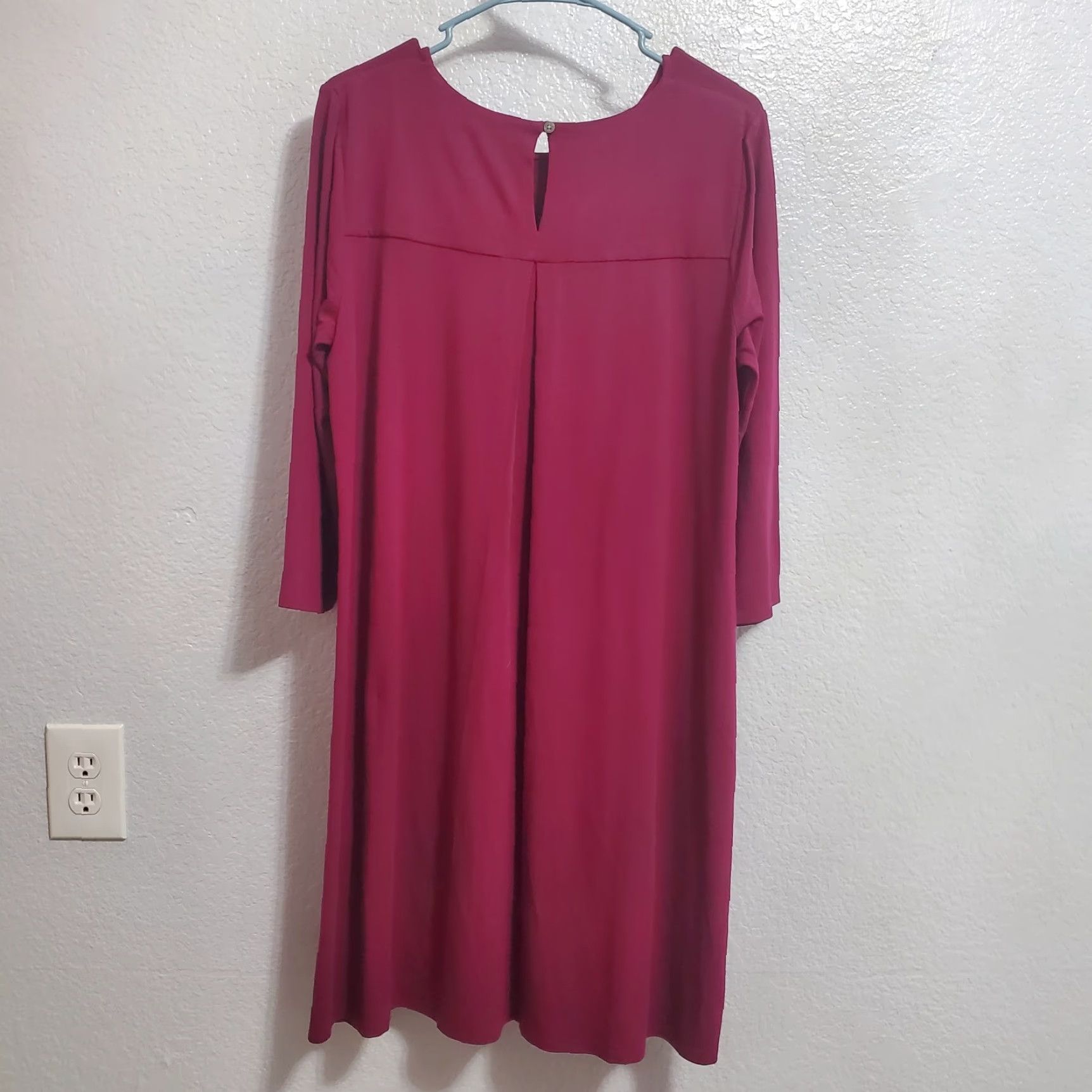 J. Jill J Jill Wearever Dress Women L Winterberry Red Long Sleeve Shift Casual Stretch Size L / US 10 / IT 46 - 4 Thumbnail