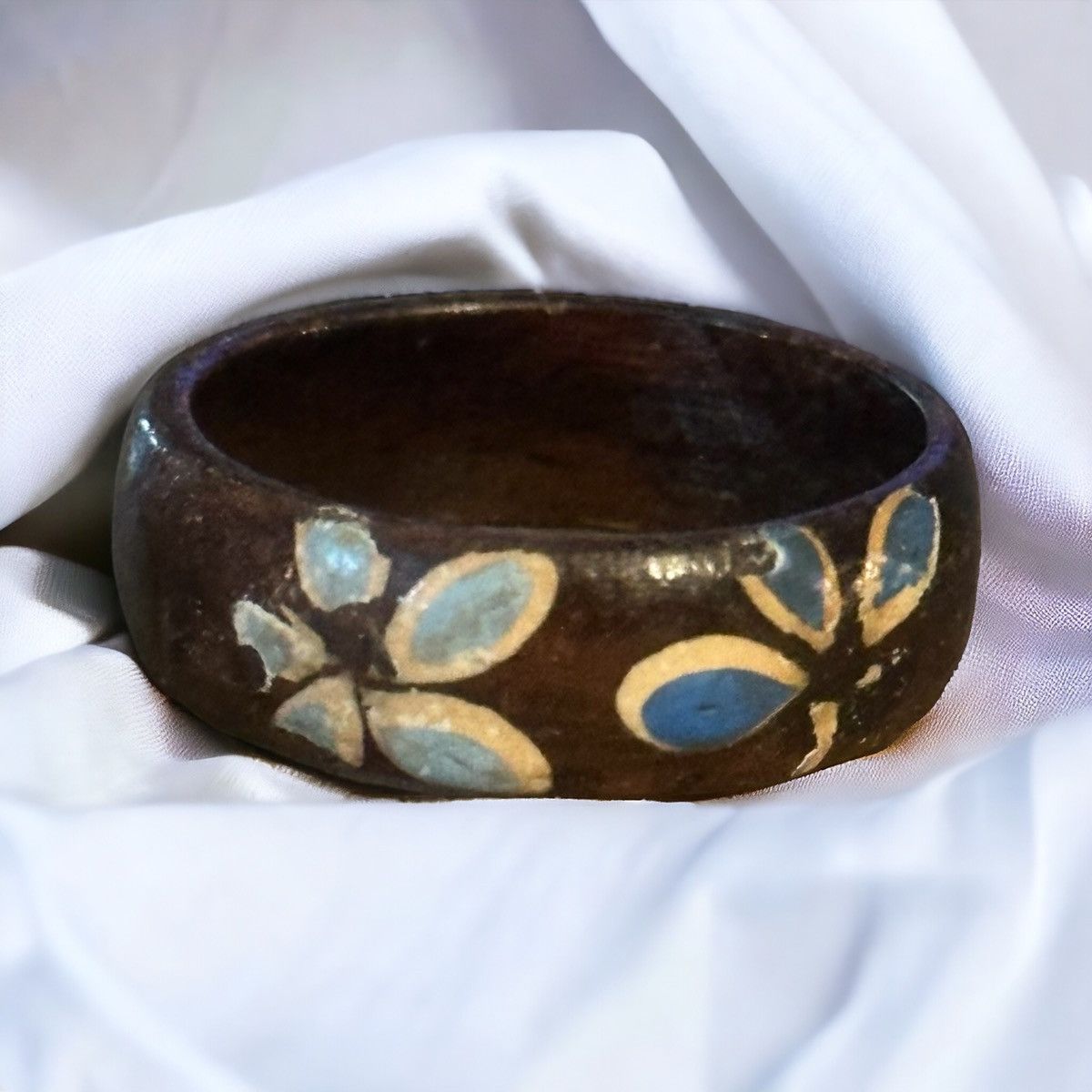 Vintage Vintage wooden painted flower ring Size ONE SIZE - 1 Thumbnail