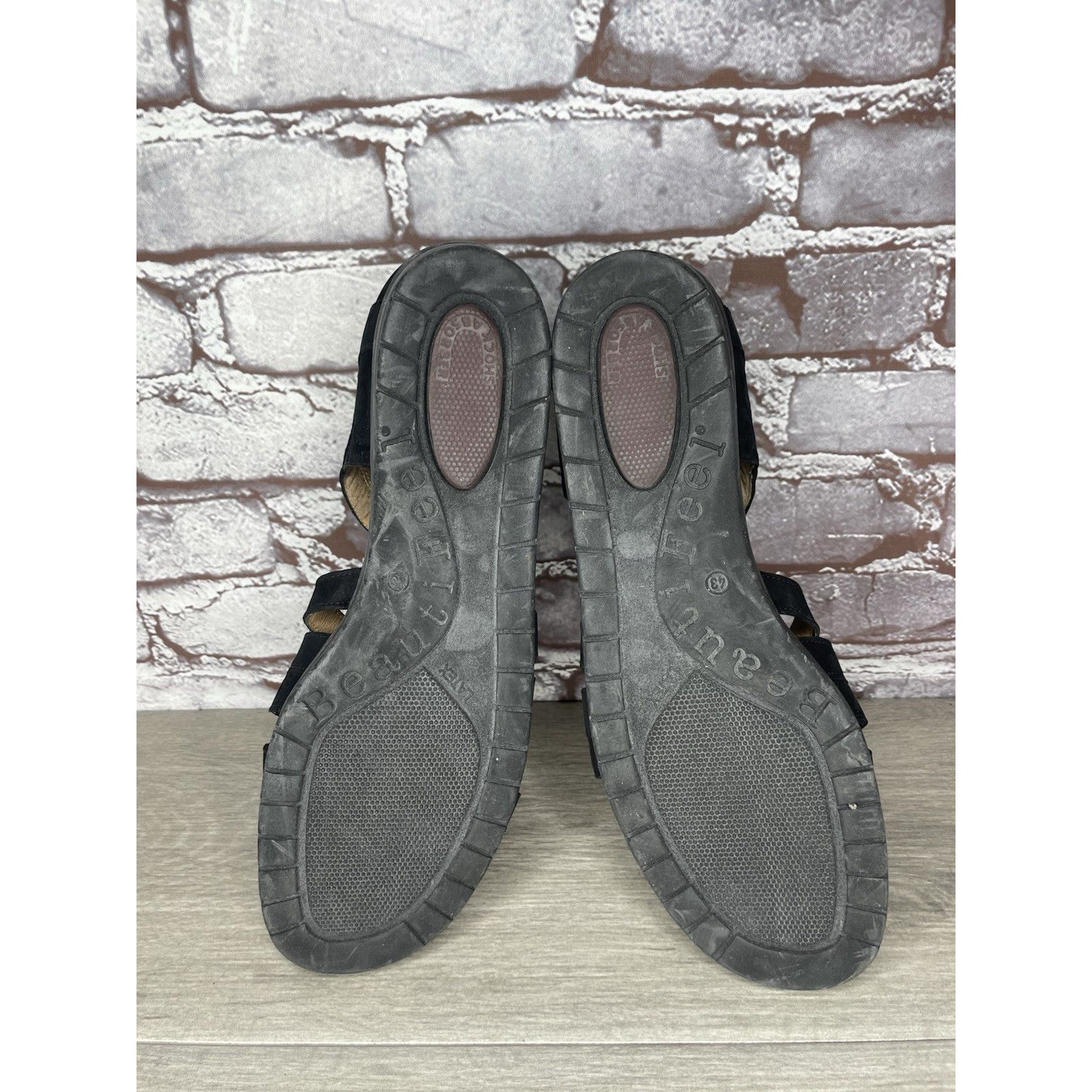 Beautiful Ful BeautiFeel Black Suede Leather Fisherman Strap Wedge Sandals Size US 12 / IT 42 - 6 Thumbnail