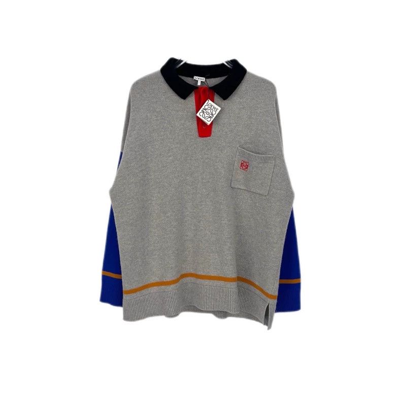 Loewe Loewe Gray Classic Logo Polo Sweater- DMC Size US S / EU 44-46 / 1 - 1 Thumbnail