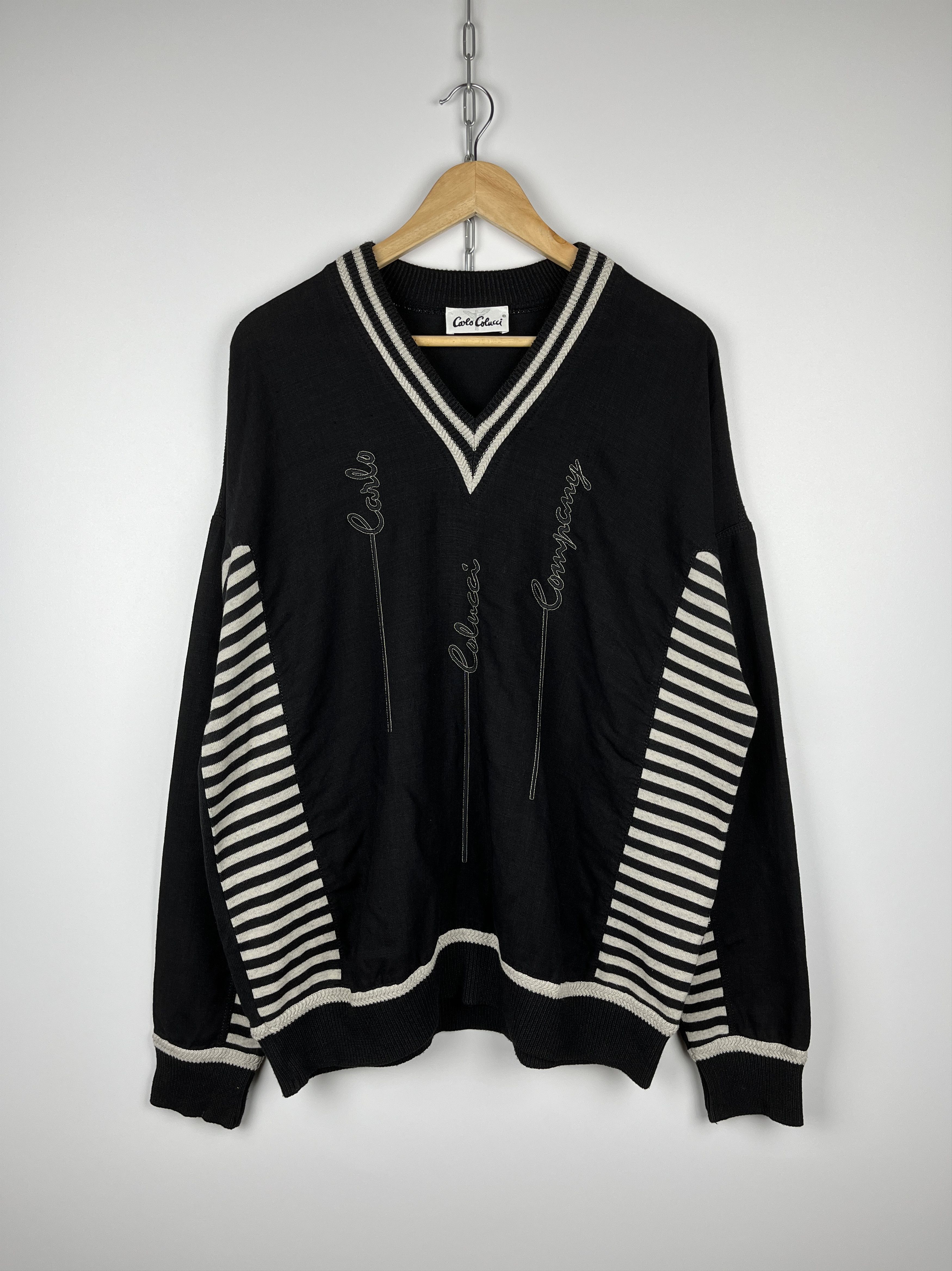 Carlo Colucci × Vintage Carlo Colucci 90's Vintage Men's V-neck Sweater Size US XL / EU 56 / 4 - 2 Thumbnail