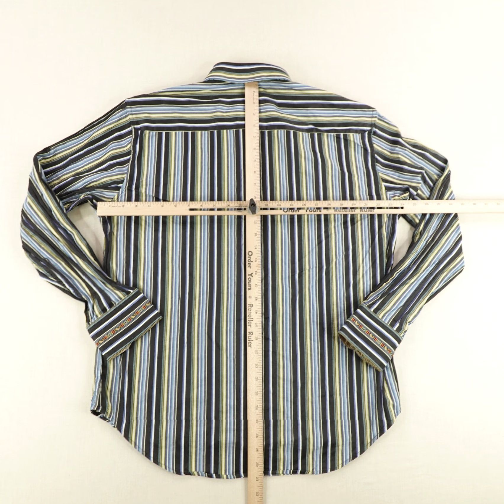 Robert Graham Robert Graham Shirt Mens XL Multicolor Striped Button-Up Long Sleeve Embroidered Size US XL / EU 56 / 4 - 7 Thumbnail