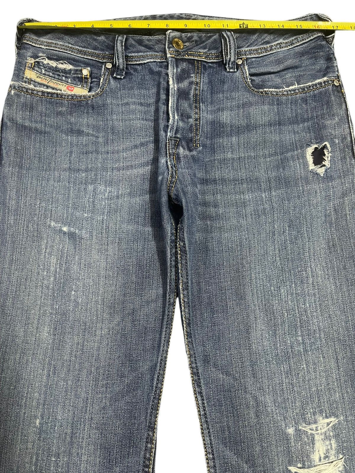 Diesel Vintage Diesel Industry Blue Wash Distress Bootcut Jeans Size US 32 / EU 48 - 14 Thumbnail