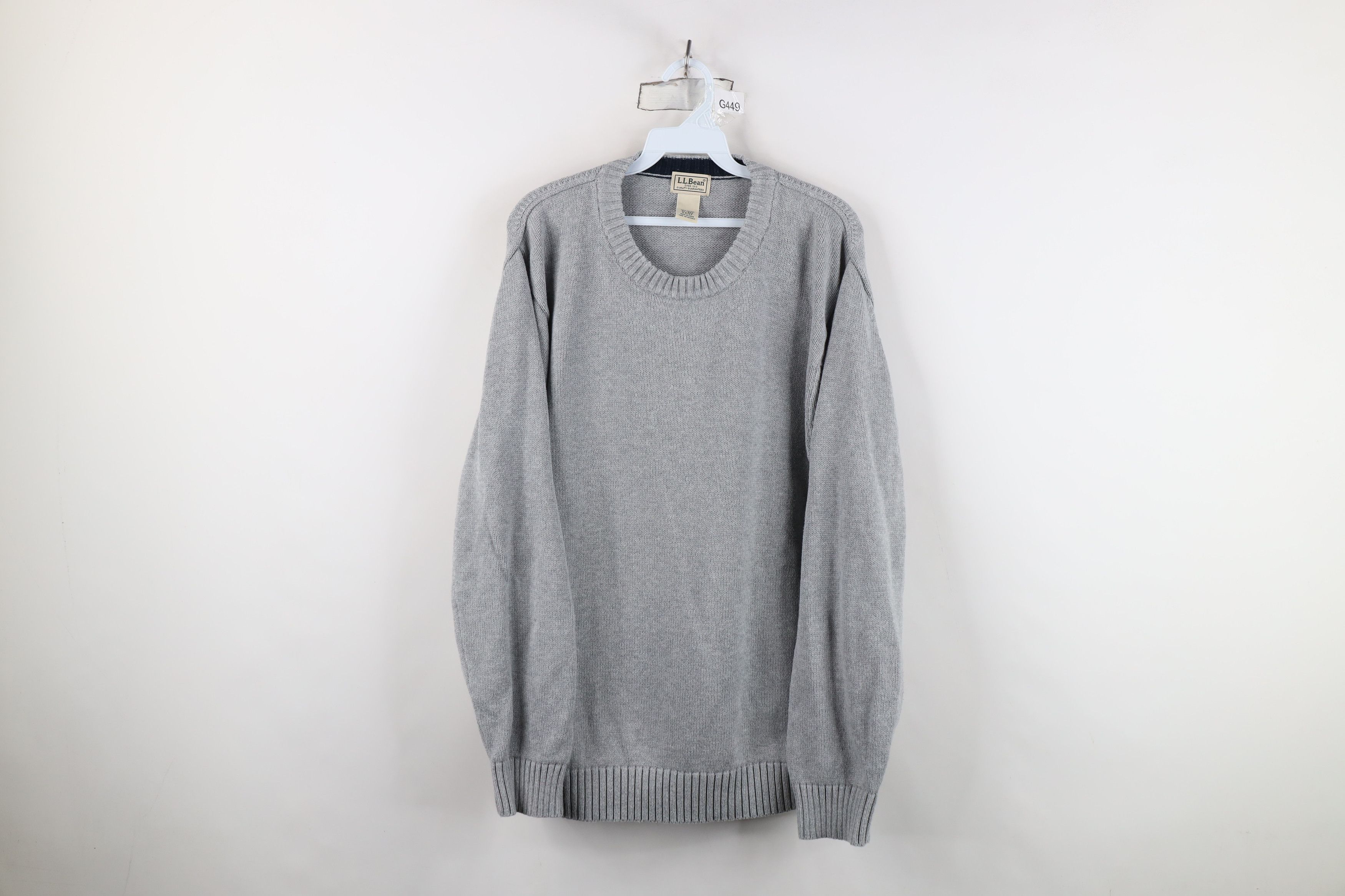 L.L. Bean Vintage 90s LL Bean Blank Cotton Knit Crewneck Sweater Gray Size US XL / EU 56 / 4 - 1 Thumbnail
