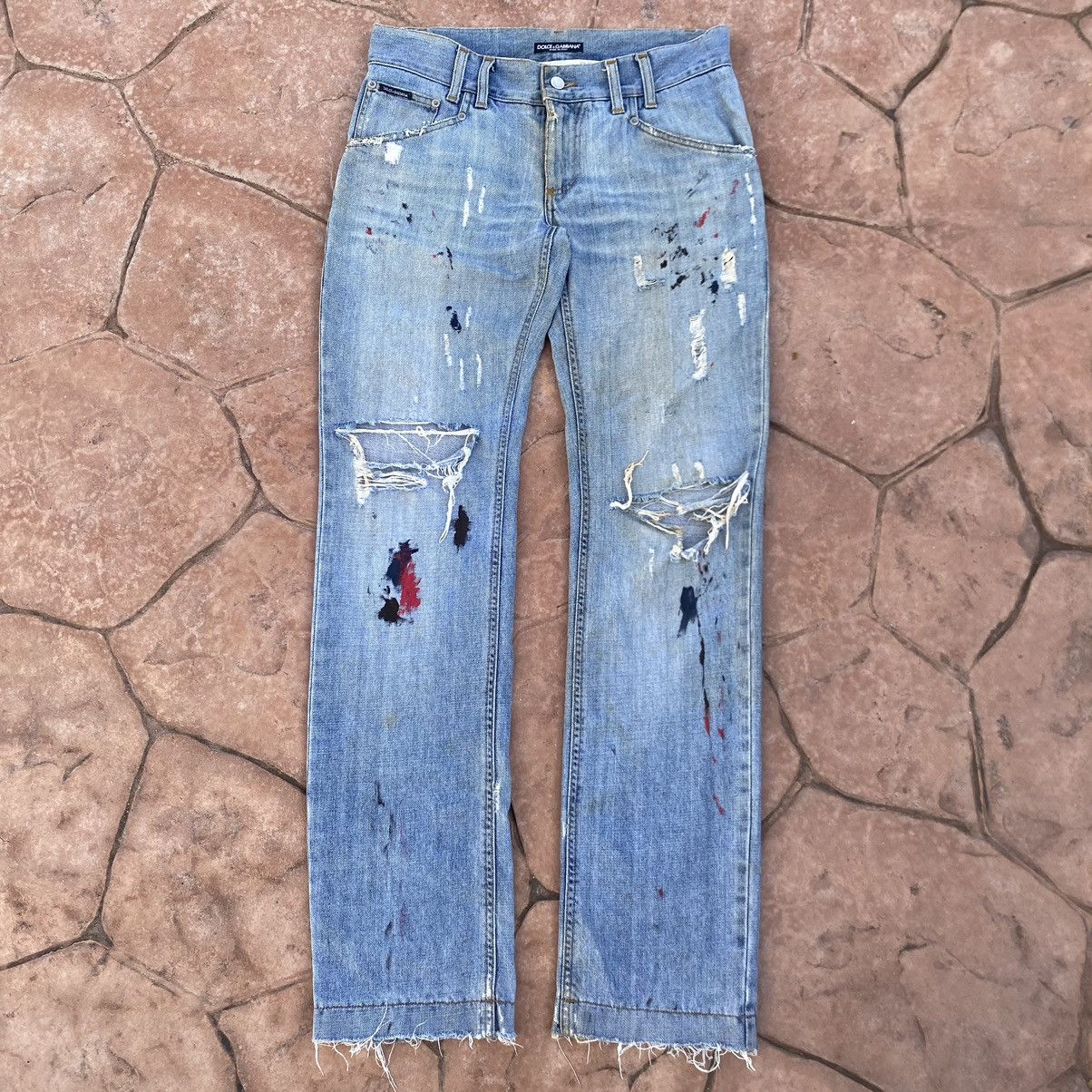 Vintage Dolce & Gabbana Thrashed Distressed Painted Jeans