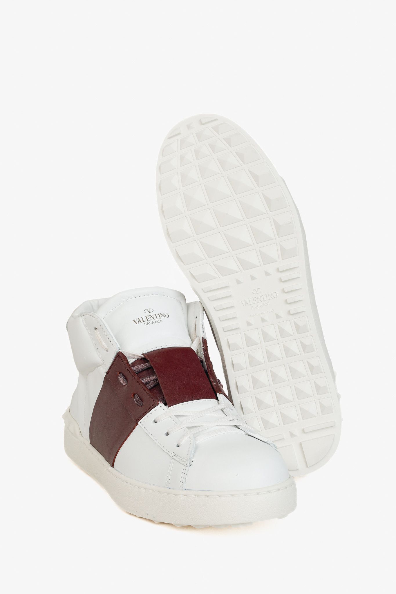 Valentino Valentino Garavani Men's White & Burgundy Leather Sneakers Size US 11 / EU 44 - 4 Thumbnail