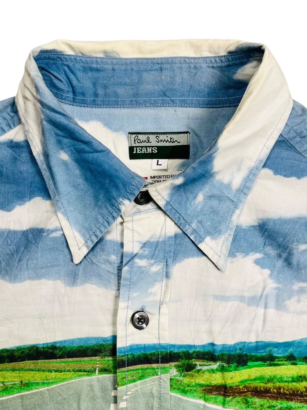 Japanese Brand 2000s Paul Smith - Cloud & Road Button Shirt Size US M / EU 48-50 / 2 - 5 Thumbnail