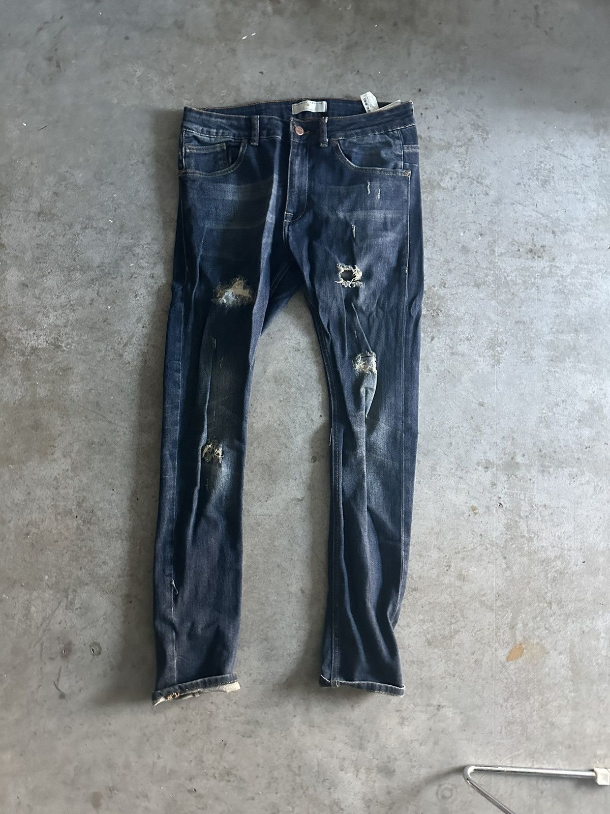 Zara Navy Ripped Zara Jeans Size US 32 / EU 48 - 2 Thumbnail