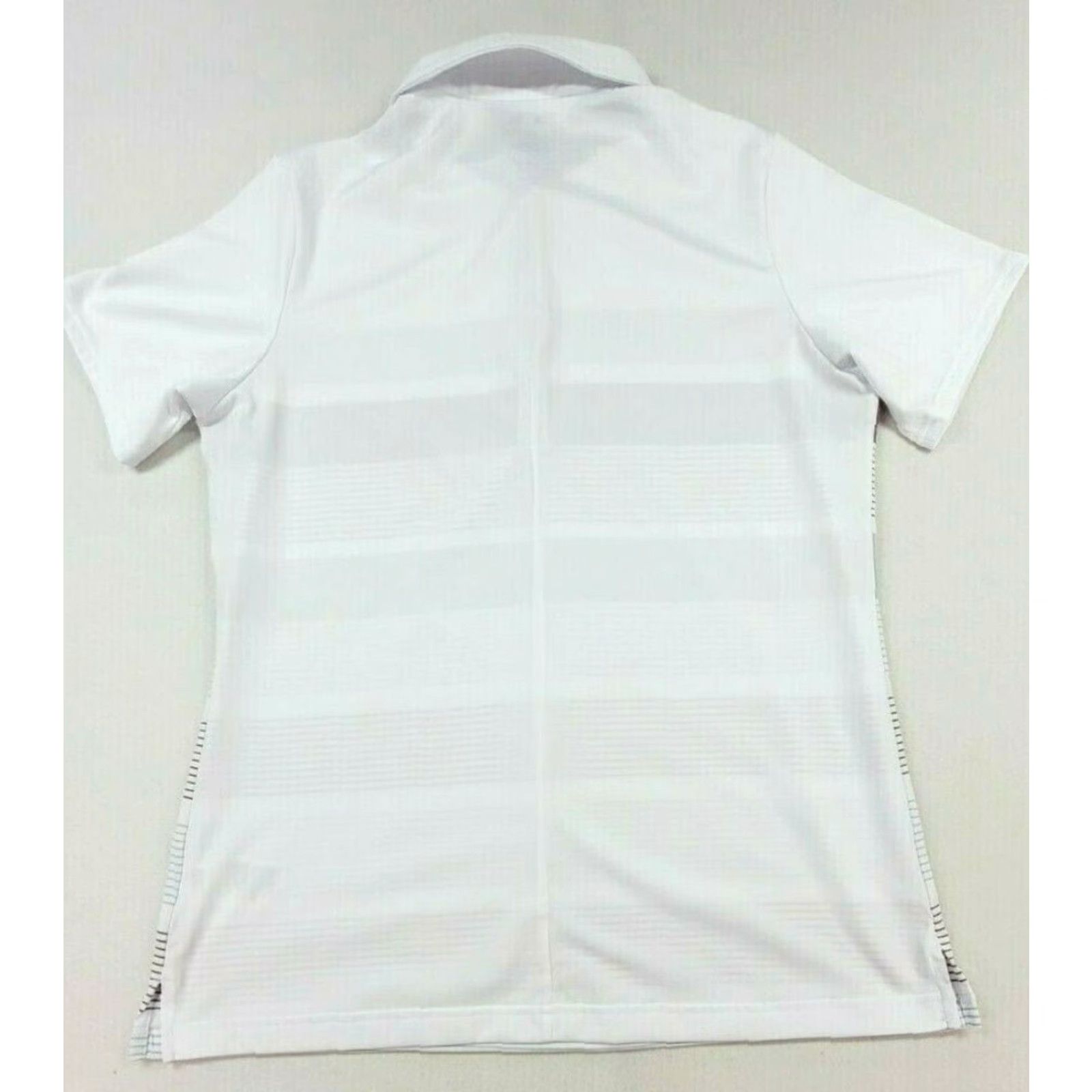 Adidas Adidas Polo Shirt Women Large White Striped Short Sleeve 1/4 Button Logo Embroidered Jersey Polyester Size L / US 10 / IT 46 - 4 Thumbnail