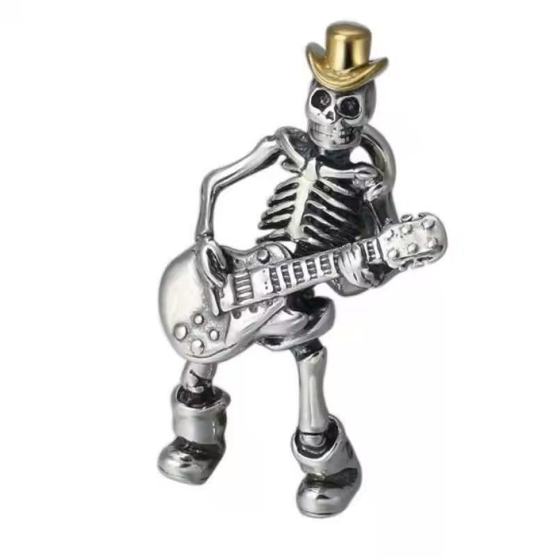 Jewelry Gothic Skull Guitar Pendant Necklace Size ONE SIZE - 2 Thumbnail