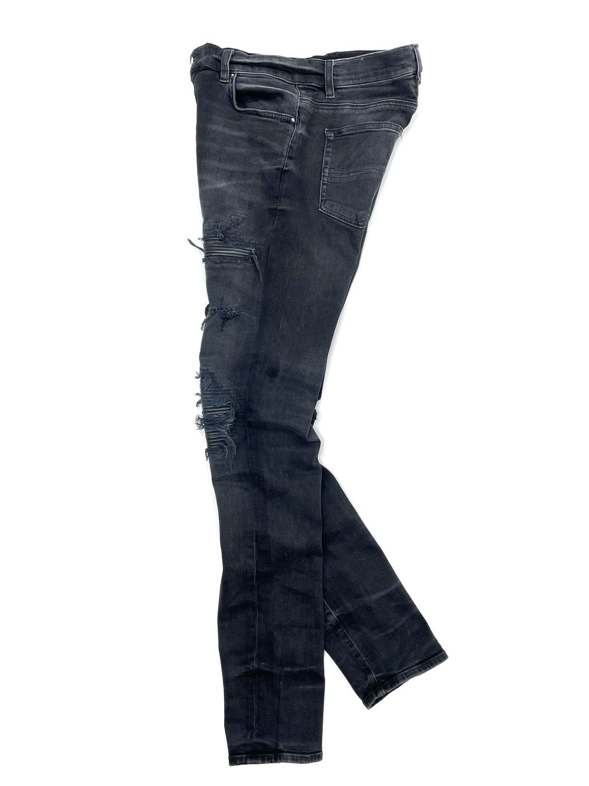 Amiri AMIRI MX1 Leather Patch Distressed Jeans – Size 32 Size US 32 / EU 48 - 4 Thumbnail