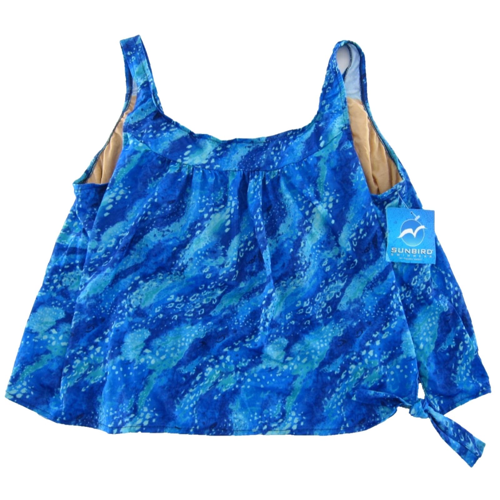 Vintage Sunbird Tankini Swim Top Women 30 Built In Bra Tie Dye Blue Green NWT Bathing Suit Bluе Size 4XL / US 24-26 - 2 Thumbnail
