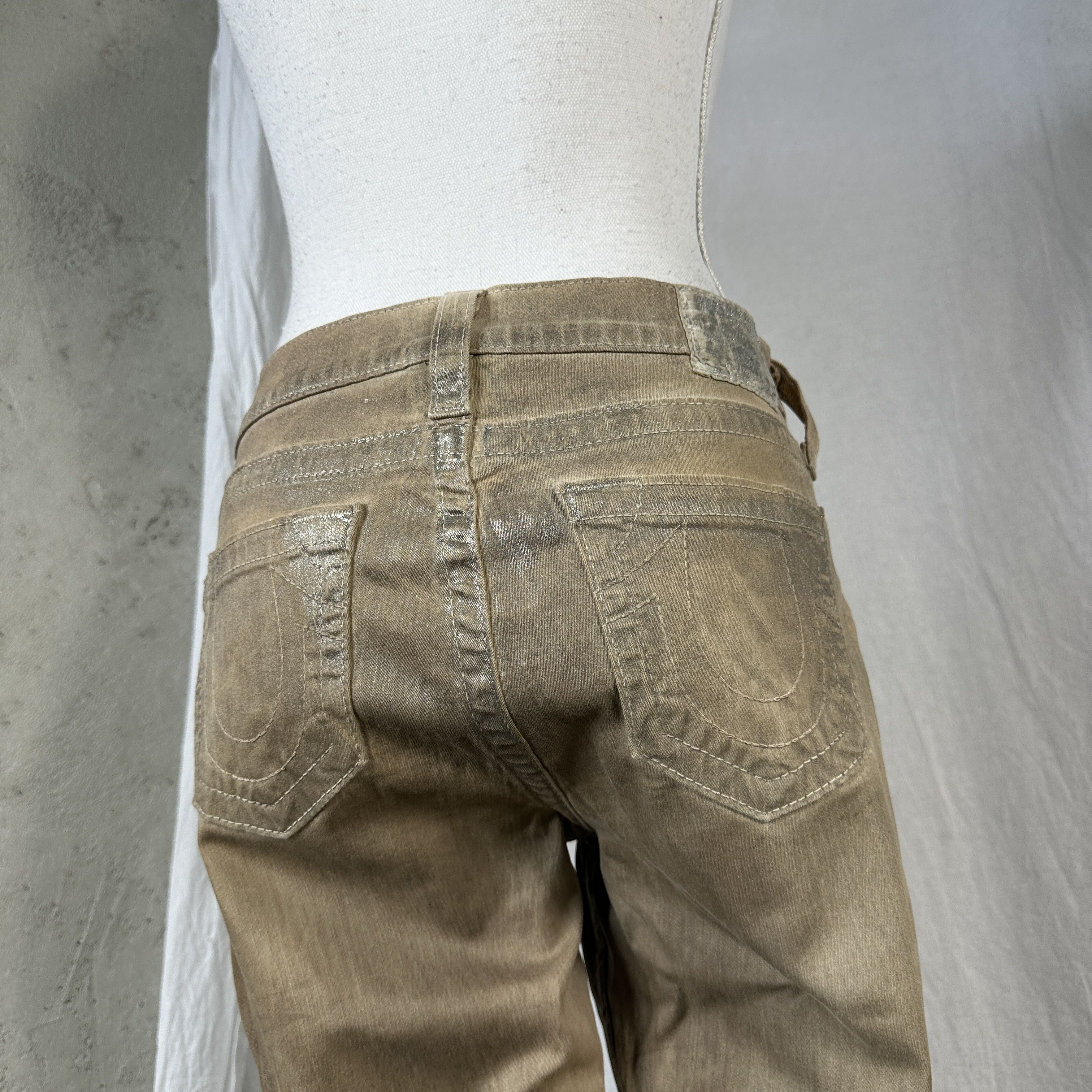 True Religion Vintage Y2K Casual True Religion Silver Waxed Pants Size 26" / US 2 / IT 38 - 7 Thumbnail