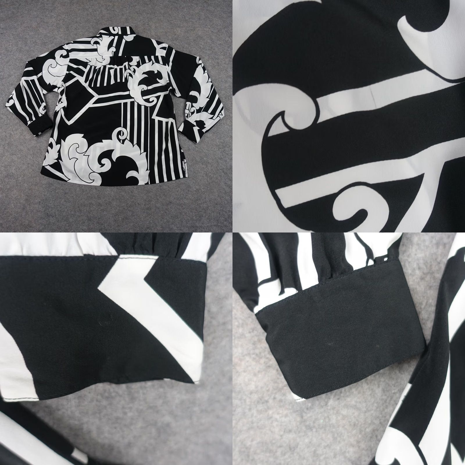 Vintage VINTAGE Brownstone Studio Blouse Womens 12 Black White Abstract Scroll 80s Shirt Womens Size 12 Size XL / US 12-14 / IT 48-50 - 8 Thumbnail