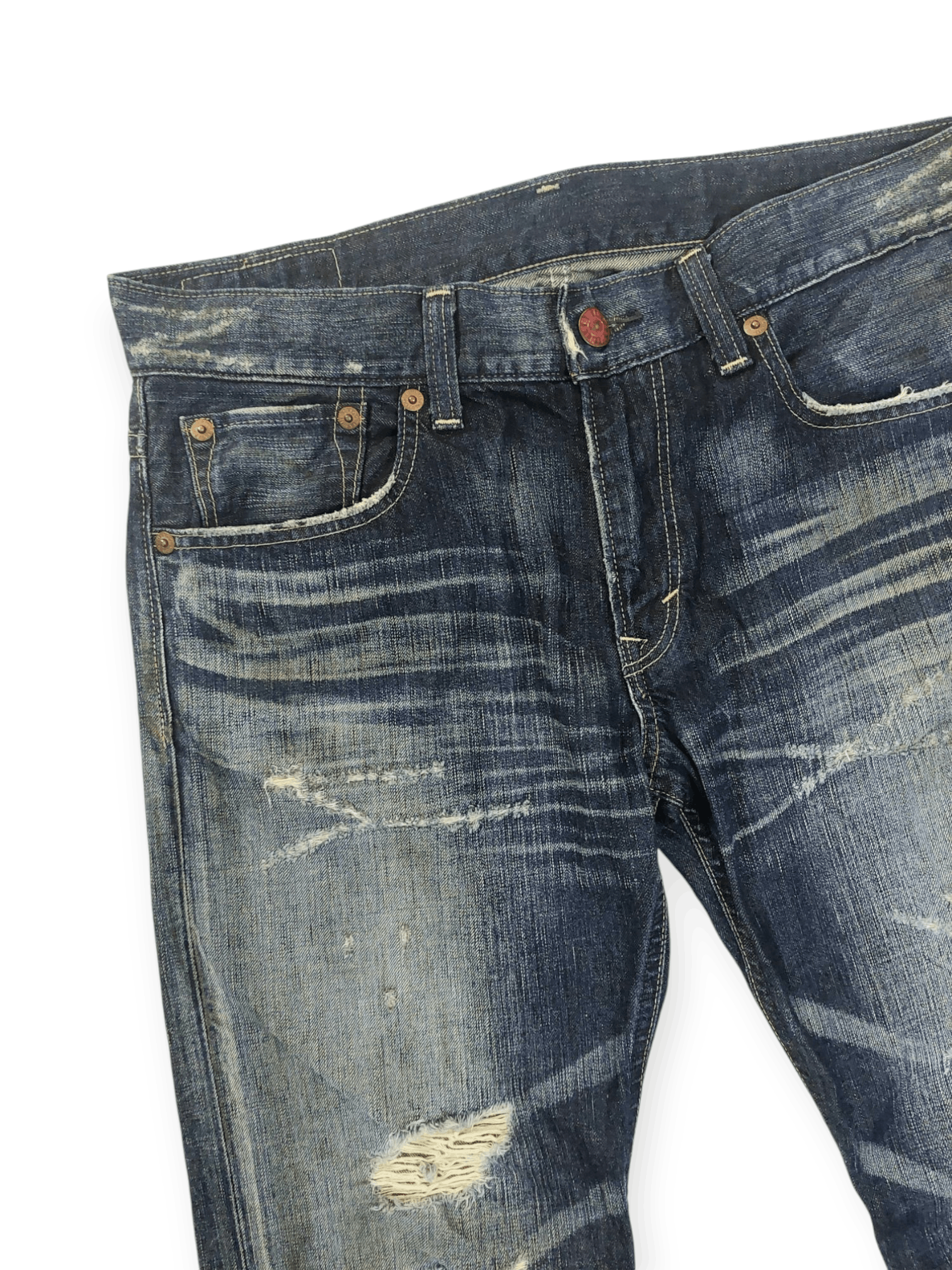Edwin Edwin Blue Trip 503 Ripped Mudmax Flare Denim Size US 35 - 8 Thumbnail