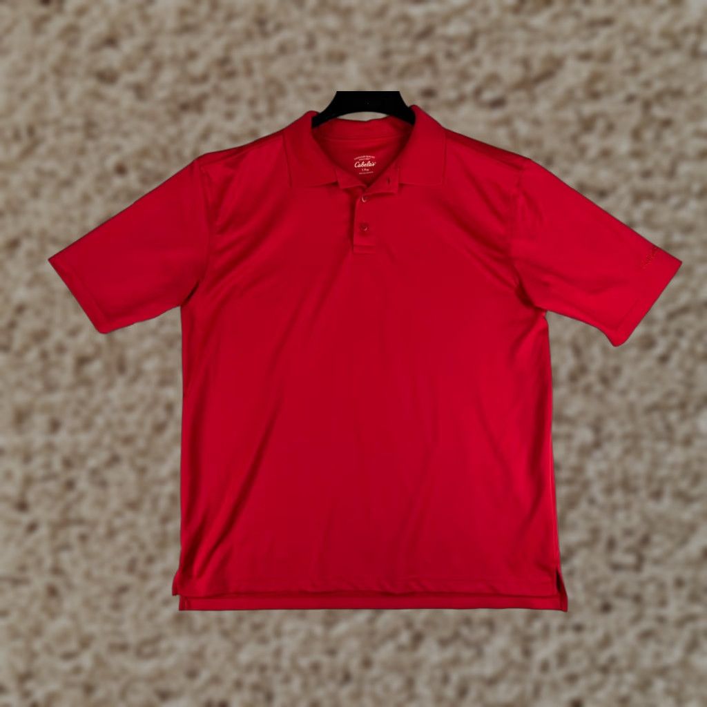 Vintage Cabela's Polo Shirt Mens Red Large Short Sleeve Knit 100% Polyester Polo Shirt Red Large Mens Size US XL / EU 56 / 4 - 1 Thumbnail