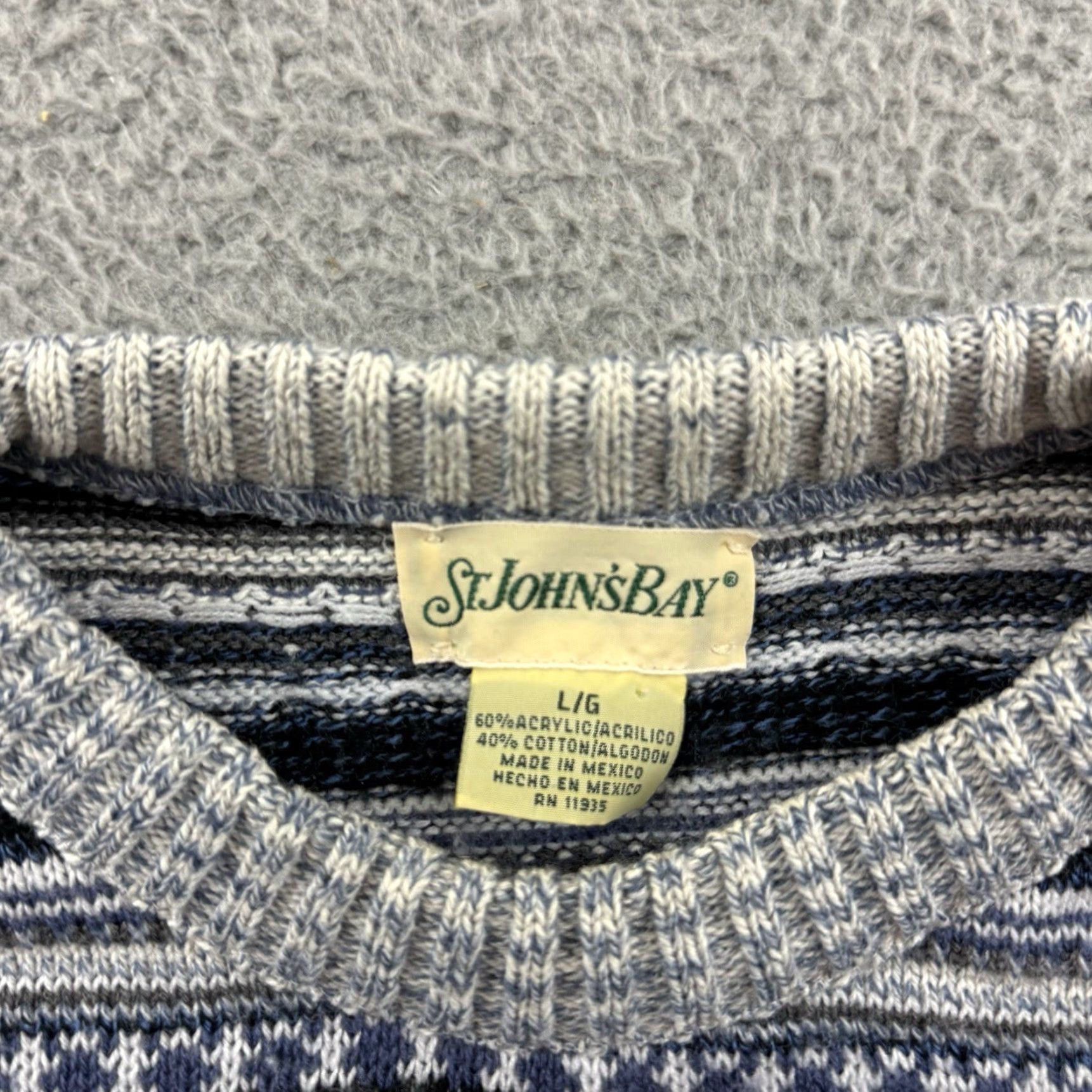 Vintage VINTAGE St Johns Bay Sweater Mens Large Gray Knit Grandpa 90s Nordic Pullover Size US L / EU 52-54 / 3 - 6 Thumbnail