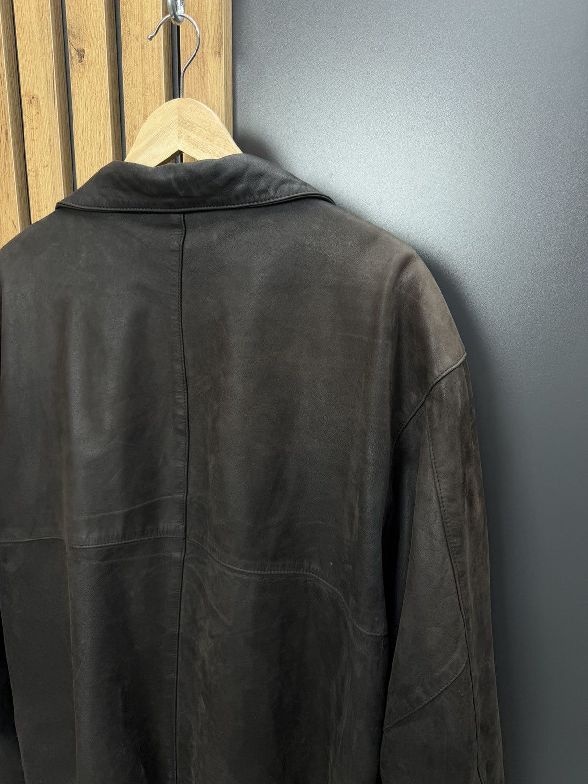 Adidas Vintage Adidas Dark Brown Leather Jacket Coat Size L Size US L / EU 52-54 / 3 - 14 Thumbnail