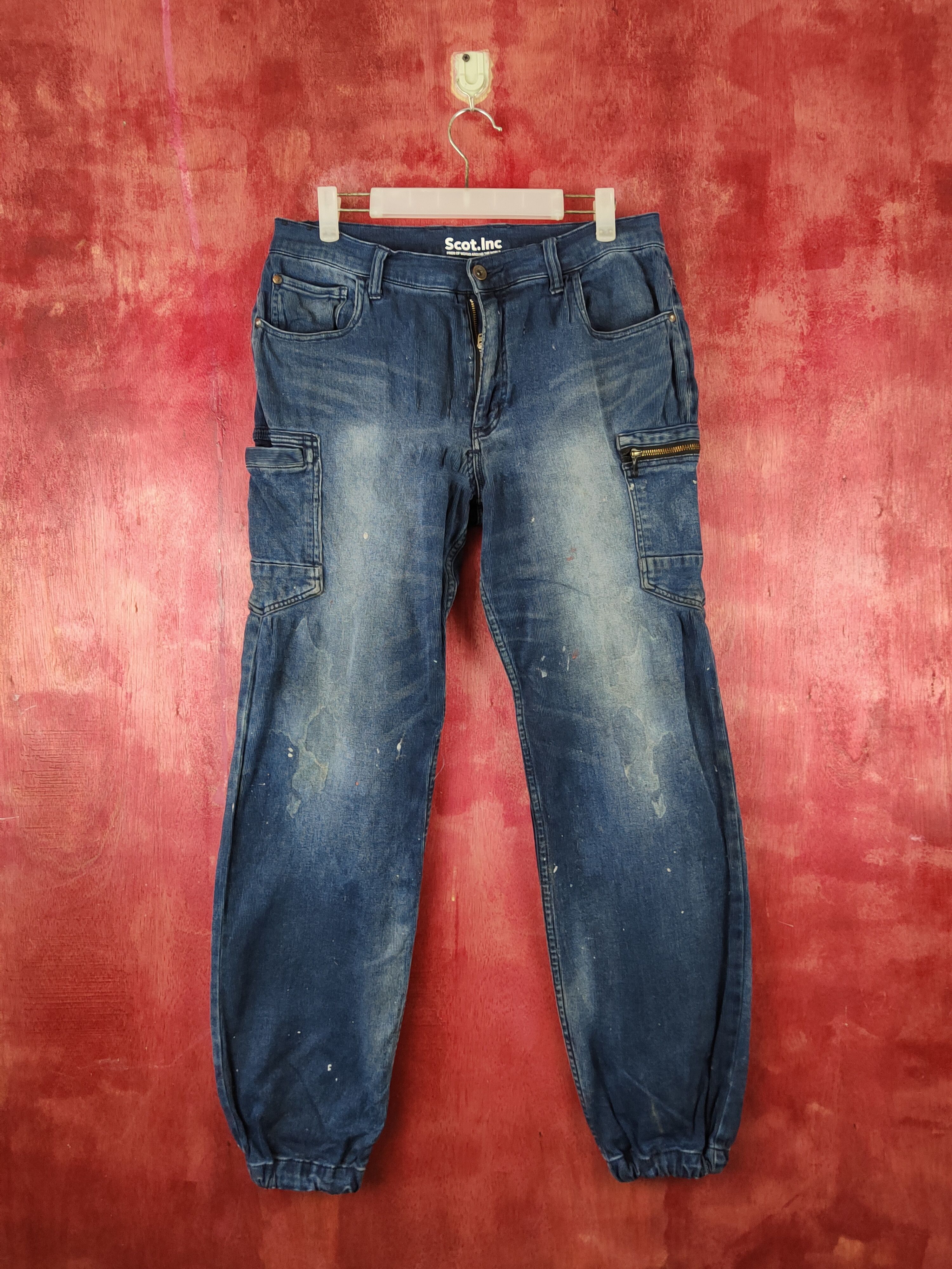 Japanese Brand × Vintage Scot.Inc Blue Faded Distressed Ripped Jogger Jeans #S1852 Size US 32 / EU 48 - 1 Thumbnail