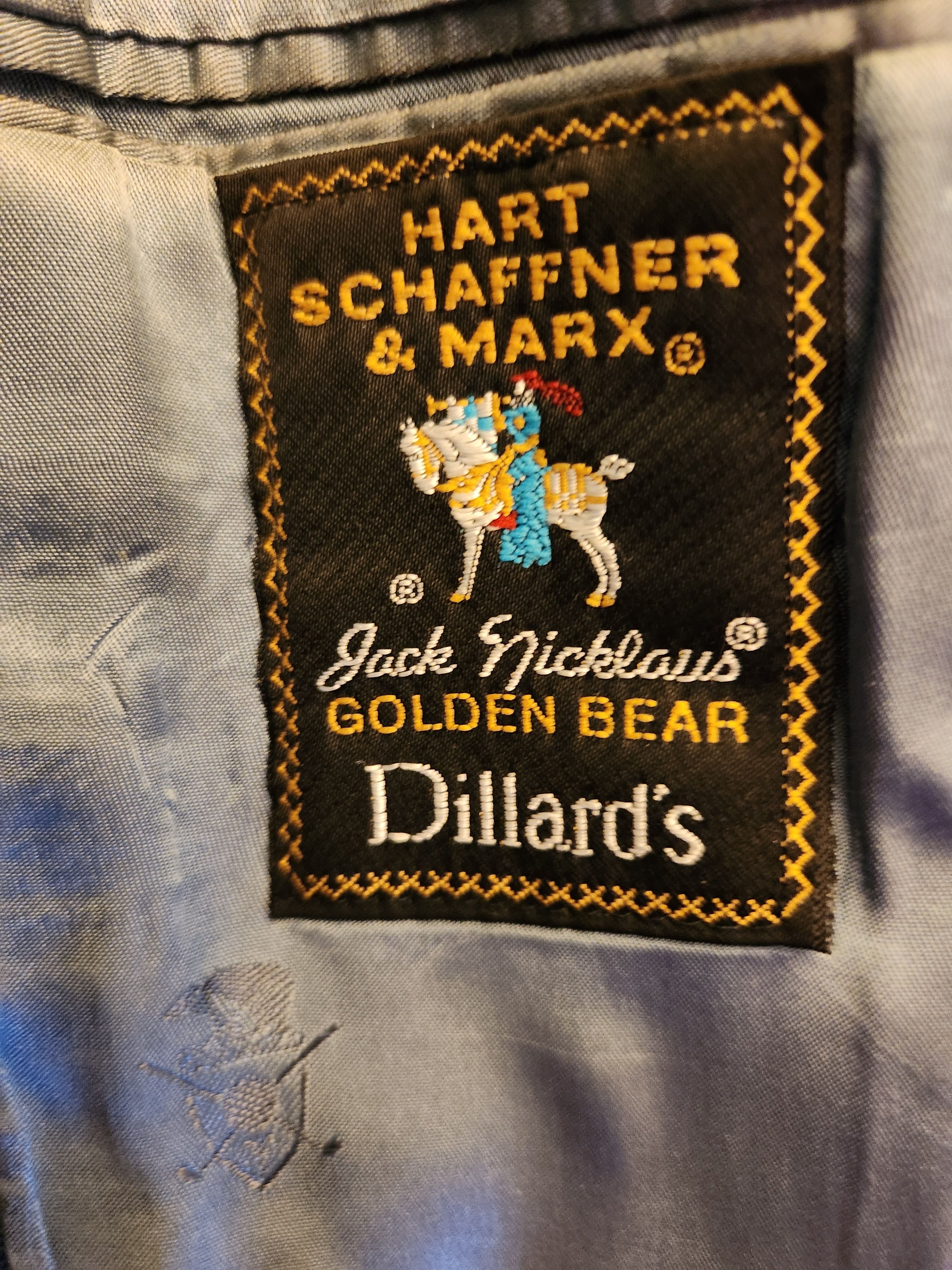 Hart Schaffner Marx Vintage Jack Nicklaus Golden Bear Blue Blazer Size 44L - 4 Thumbnail
