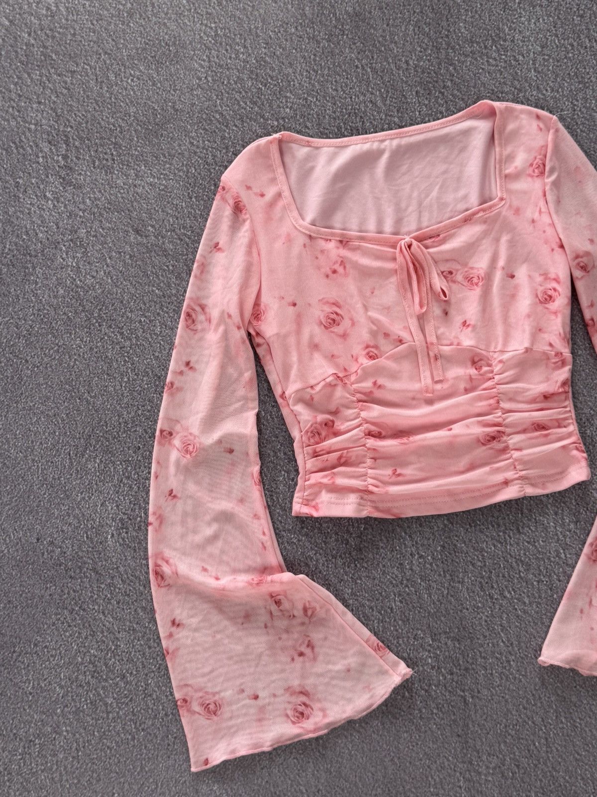 Japanese Brand Y2K Japanese Vibe Glam Roses Print Mesh Long Sleeve Size M / US 6-8 / IT 42-44 - 4 Thumbnail