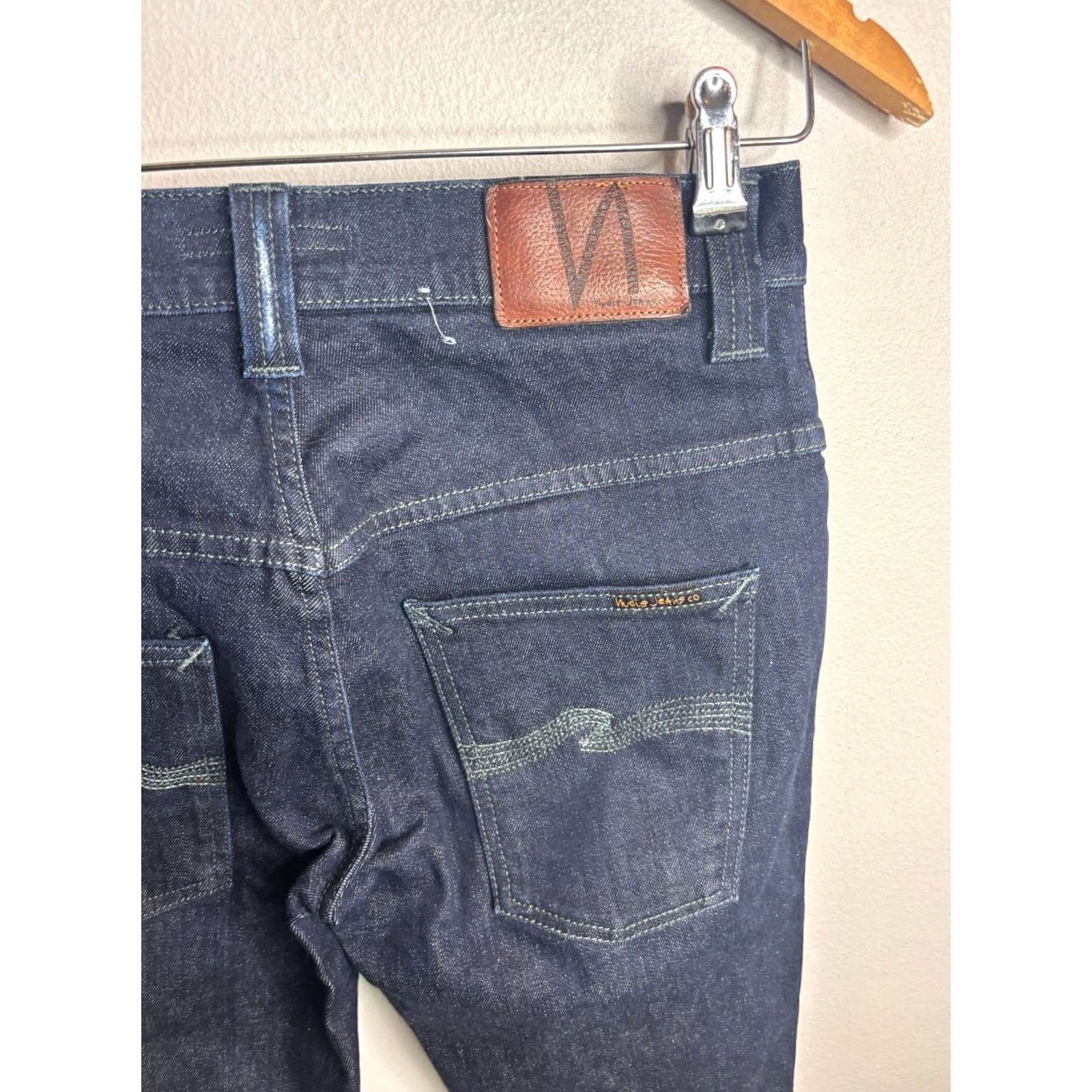 Nudie Jeans Nudie Jeans Slim 5-Pocket Denim Jeans Distressed Dark Wash Blue 30x34 Men 4607 Size US 30 / EU 46 - 2 Thumbnail