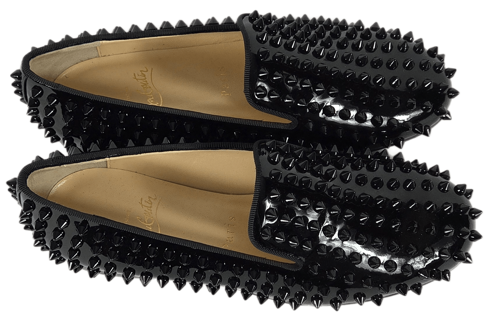 Christian Louboutin Rolling Spikes Flat Patent Calf/GG Flat loafers slip on Size US 6 / IT 36 - 2 Thumbnail