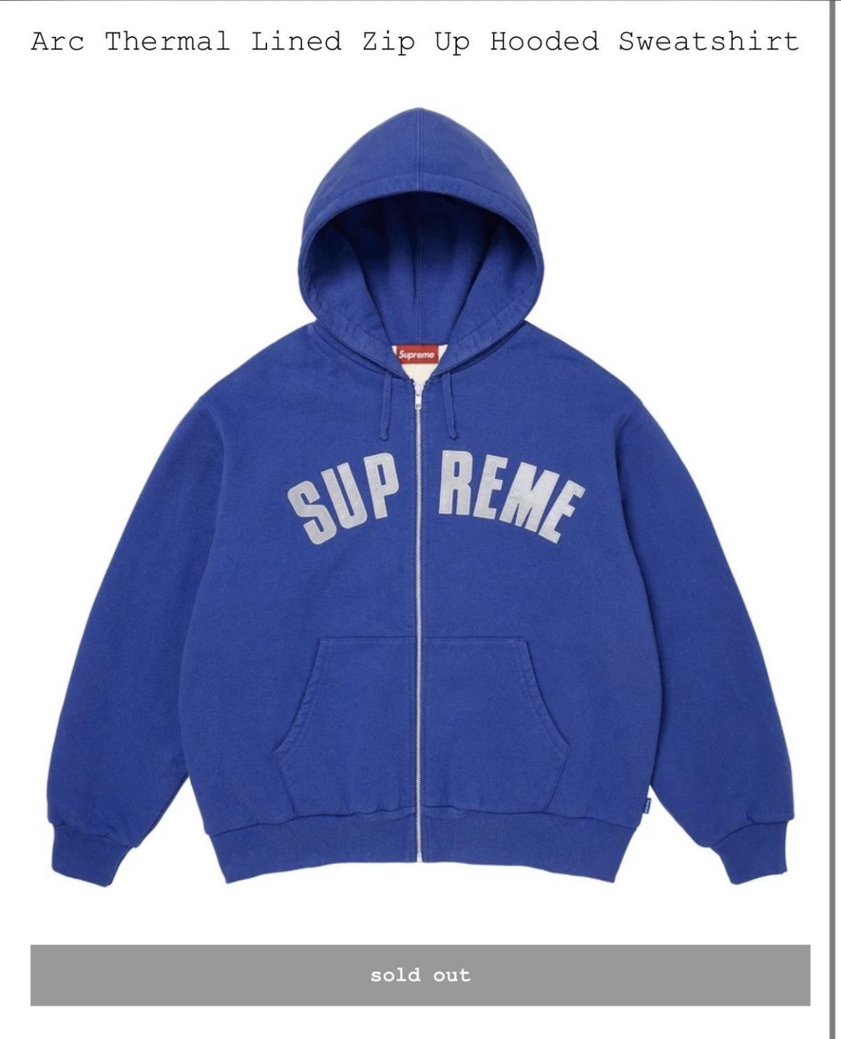Supreme Supreme Arc Logo Thermal Zip Up Hoodie Navy | Grailed
