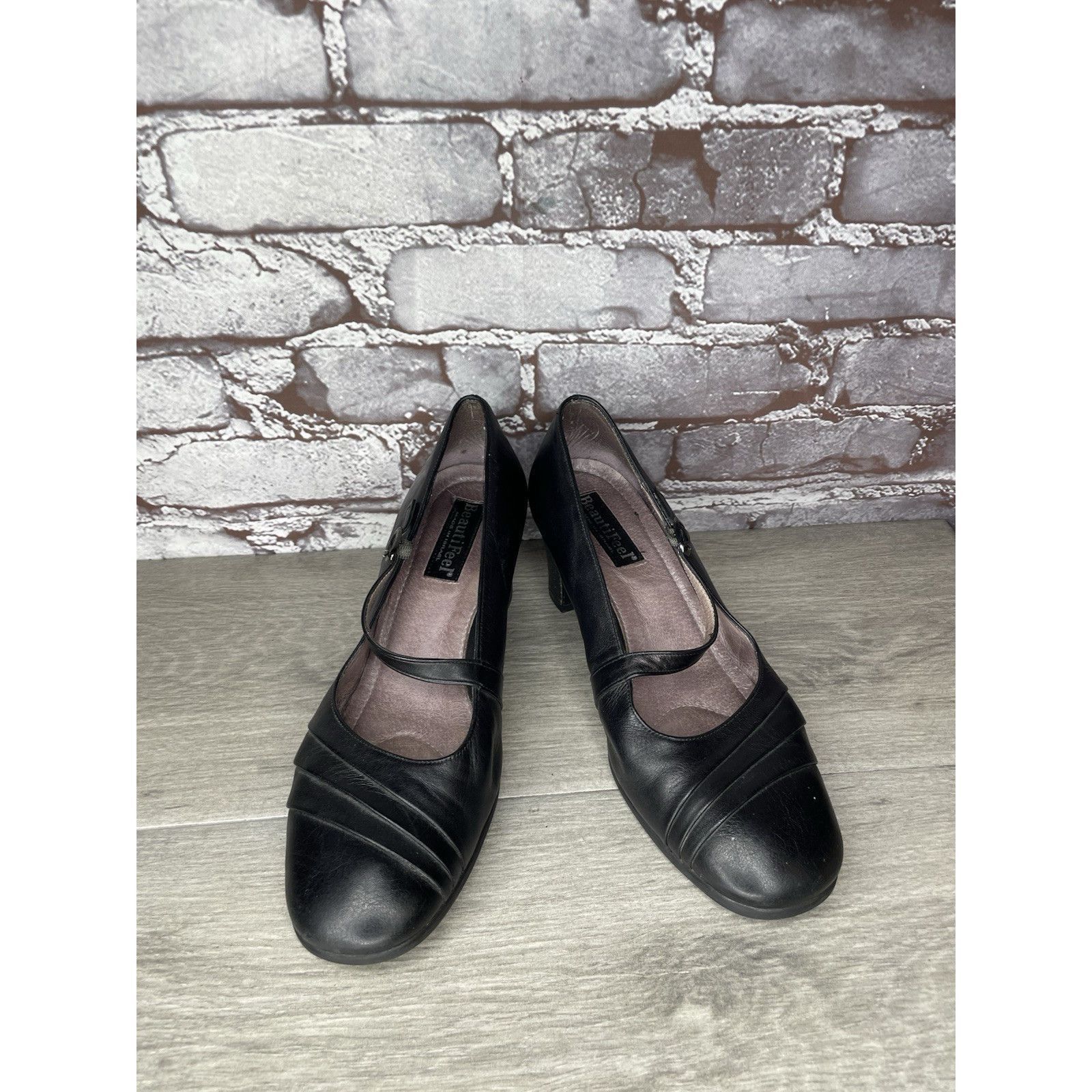 Beautiful Ful BeautiFeel Classic Black Mary Jane Heels Ankle Strap Latex S Size US 8 / IT 38 - 9 Thumbnail