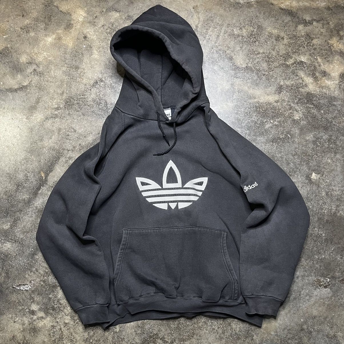 Vintage vintage adidas thrashed faded black baggy hoodie Size US L / EU 52-54 / 3 - 1 Thumbnail