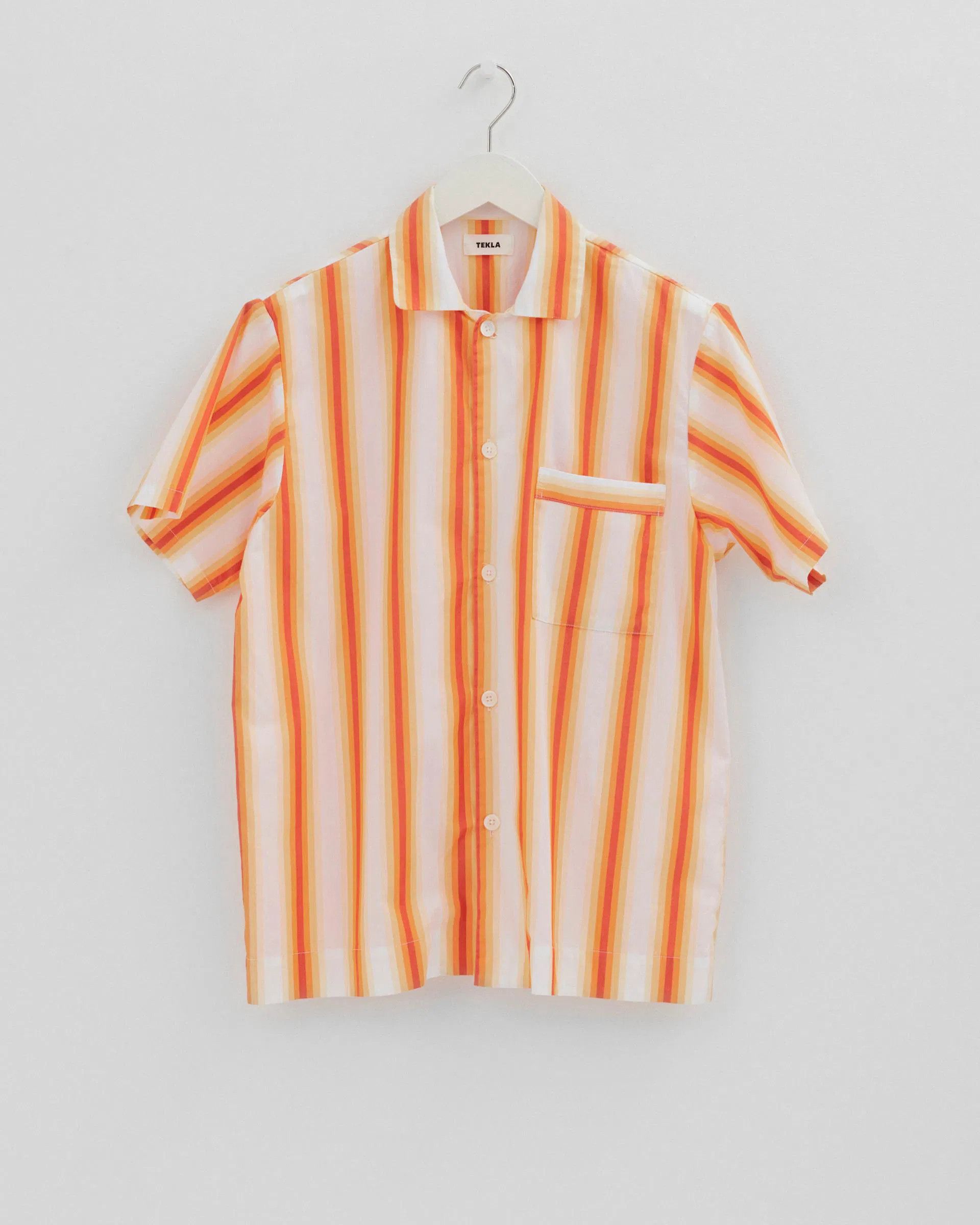 Tekla o1mle0525 Unisex Poplin Short Sleeve Shirt in Orange Marquee Size S / US 4 / IT 40 - 1 Thumbnail